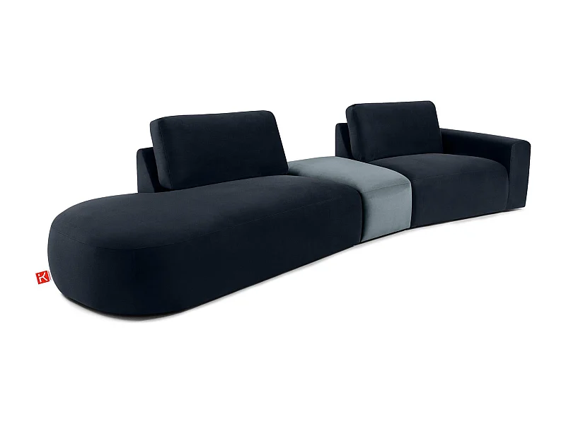 Canapé d'angle moderne gauche - ZUCCO - 4 places - tissu velours - Bleu marine