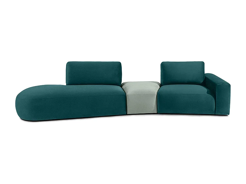 Ecksofa links - modern - ZUCCO - 4-Sitzer - Veloursstoff - Mint