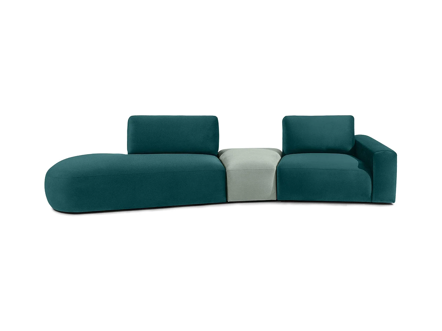 Ecksofa links - modern - ZUCCO - 4-Sitzer - Veloursstoff - Mint