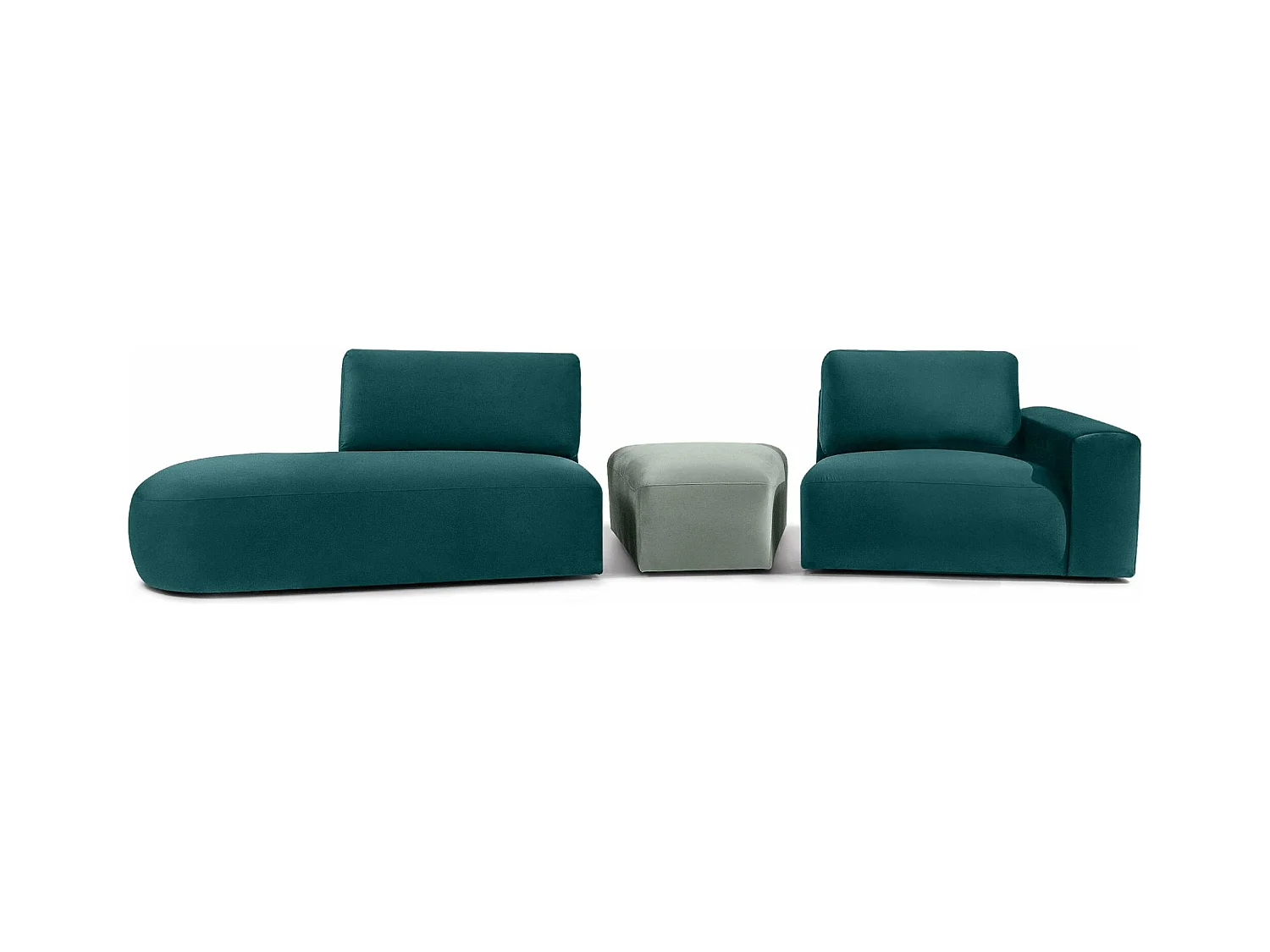 Ecksofa links - modern - ZUCCO - 4-Sitzer - Veloursstoff - Mint