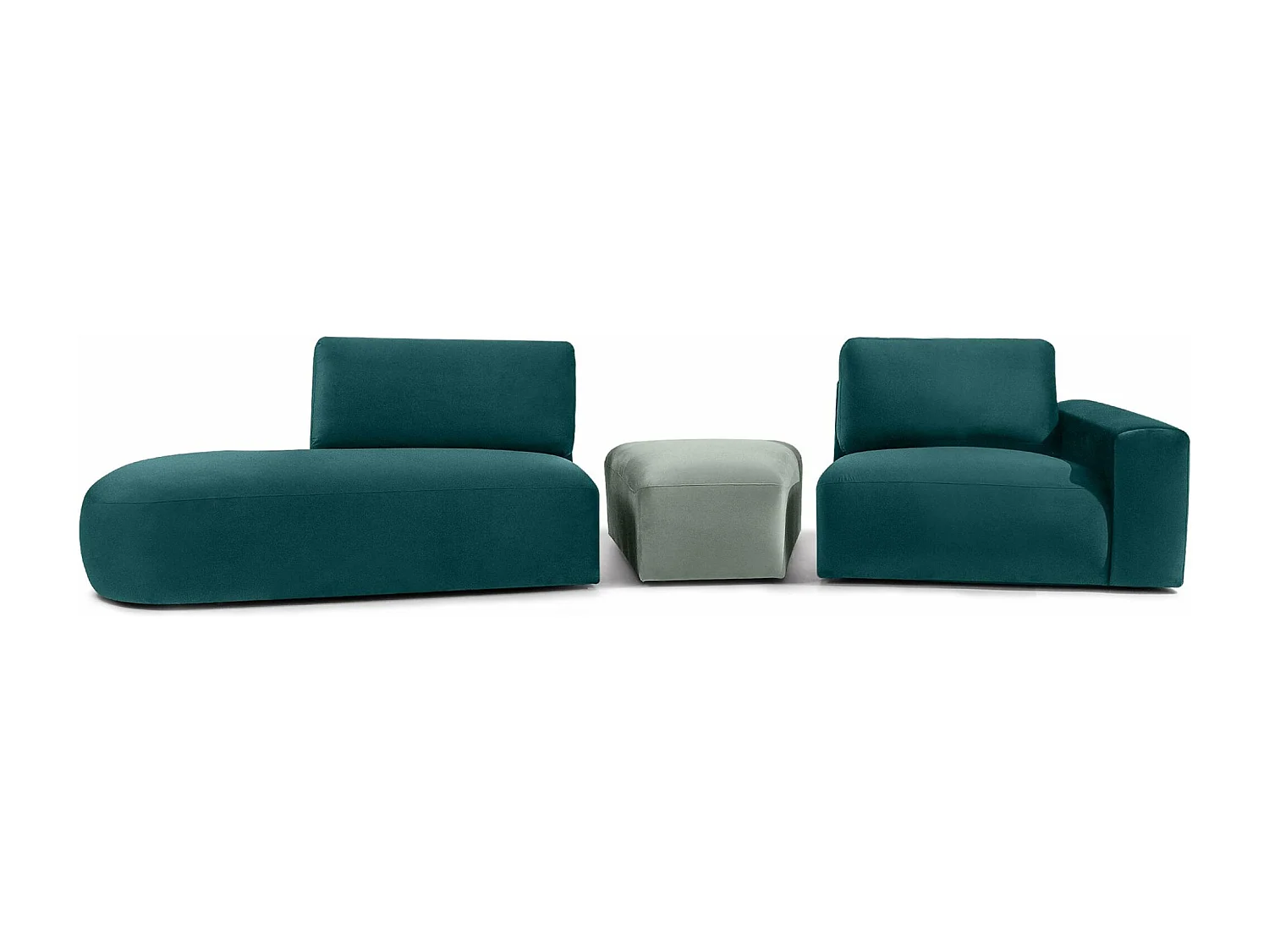 Ecksofa links - modern - ZUCCO - 4-Sitzer - Veloursstoff - Mint