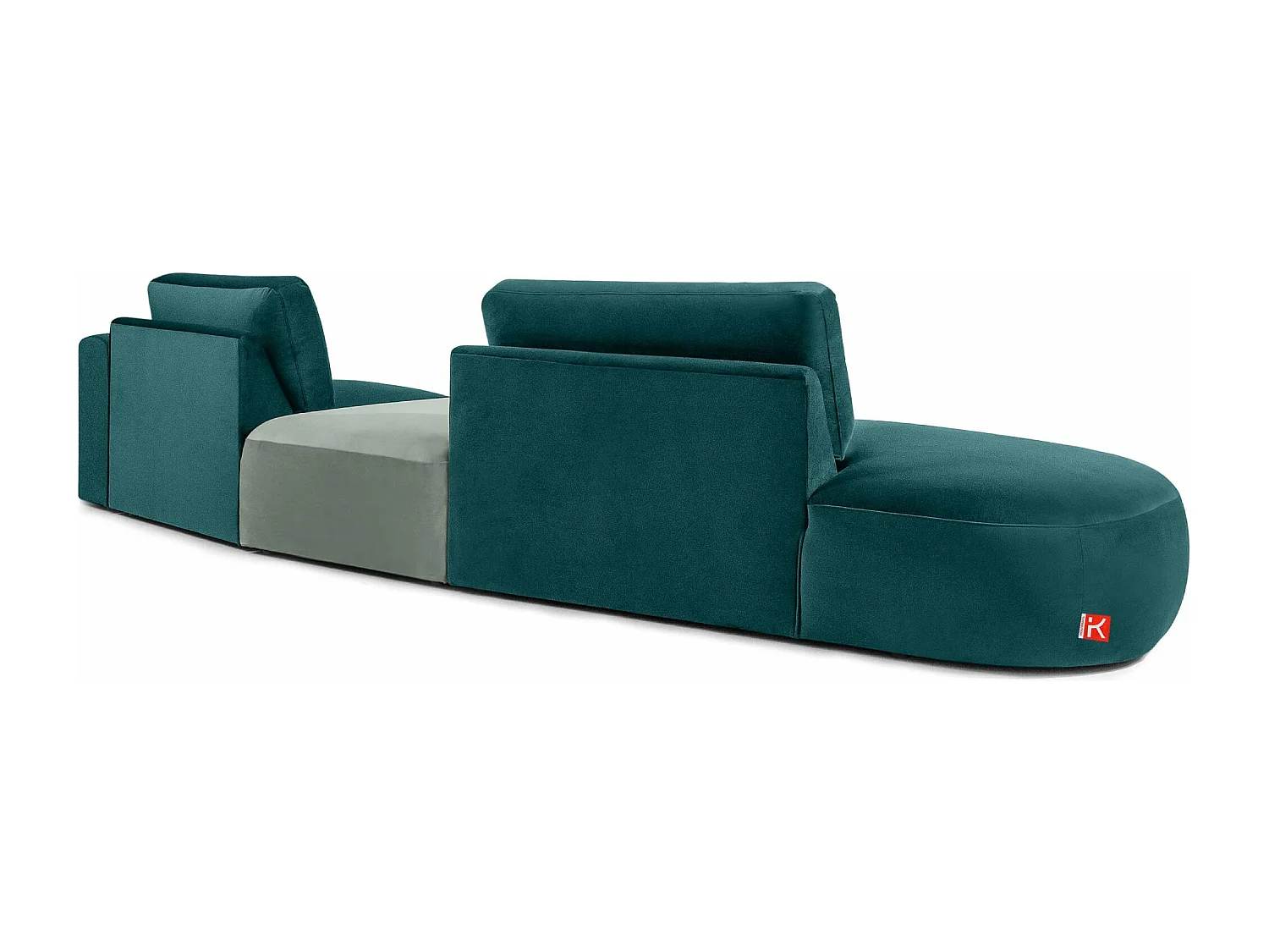 Ecksofa links - modern - ZUCCO - 4-Sitzer - Veloursstoff - Mint