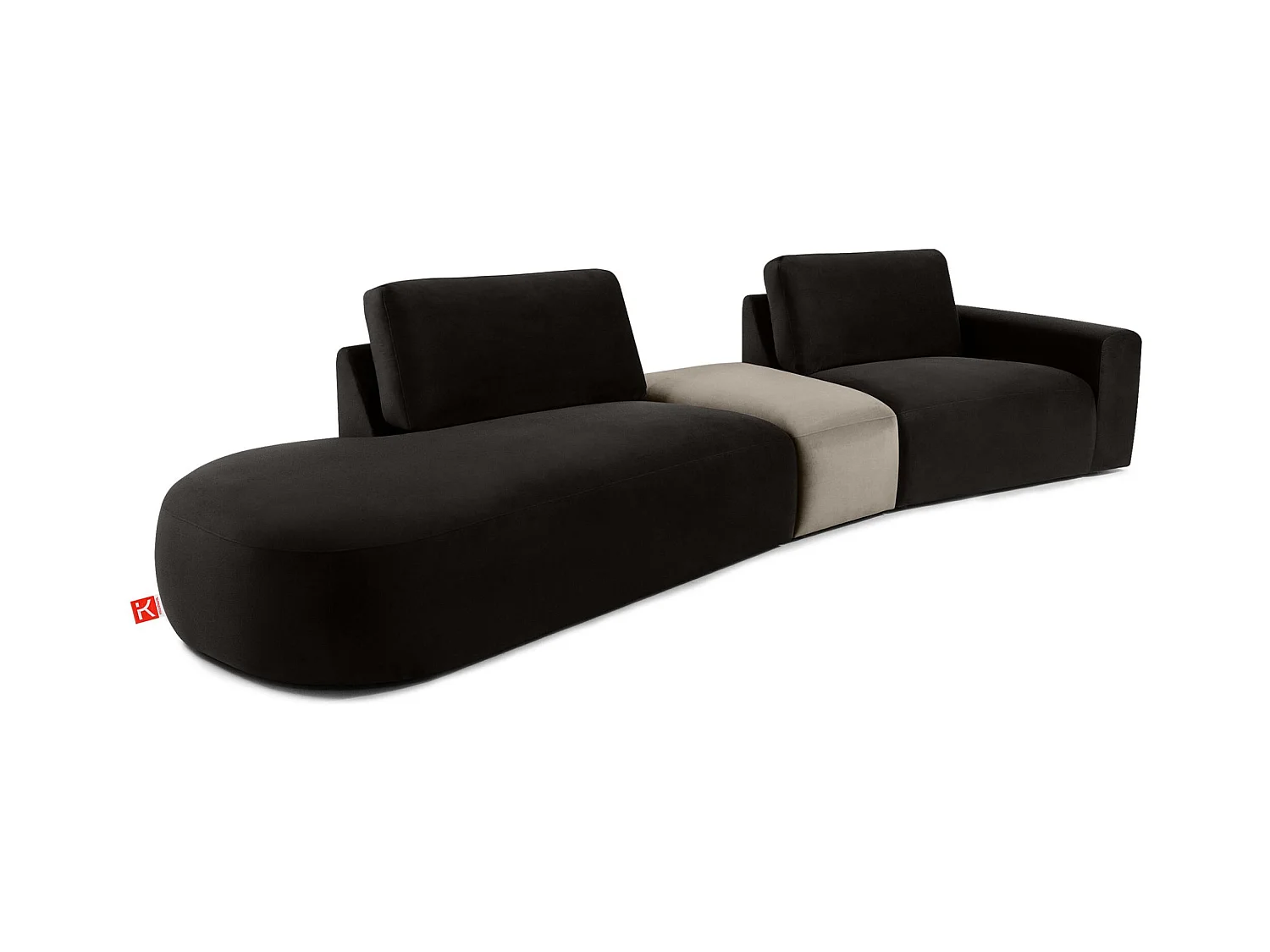 Ecksofa links - modern - ZUCCO - 4-Sitzer - Veloursstoff - Braun