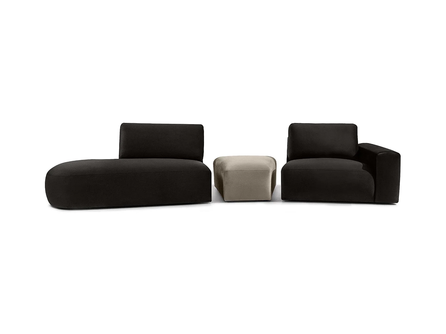 Ecksofa links - modern - ZUCCO - 4-Sitzer - Veloursstoff - Braun