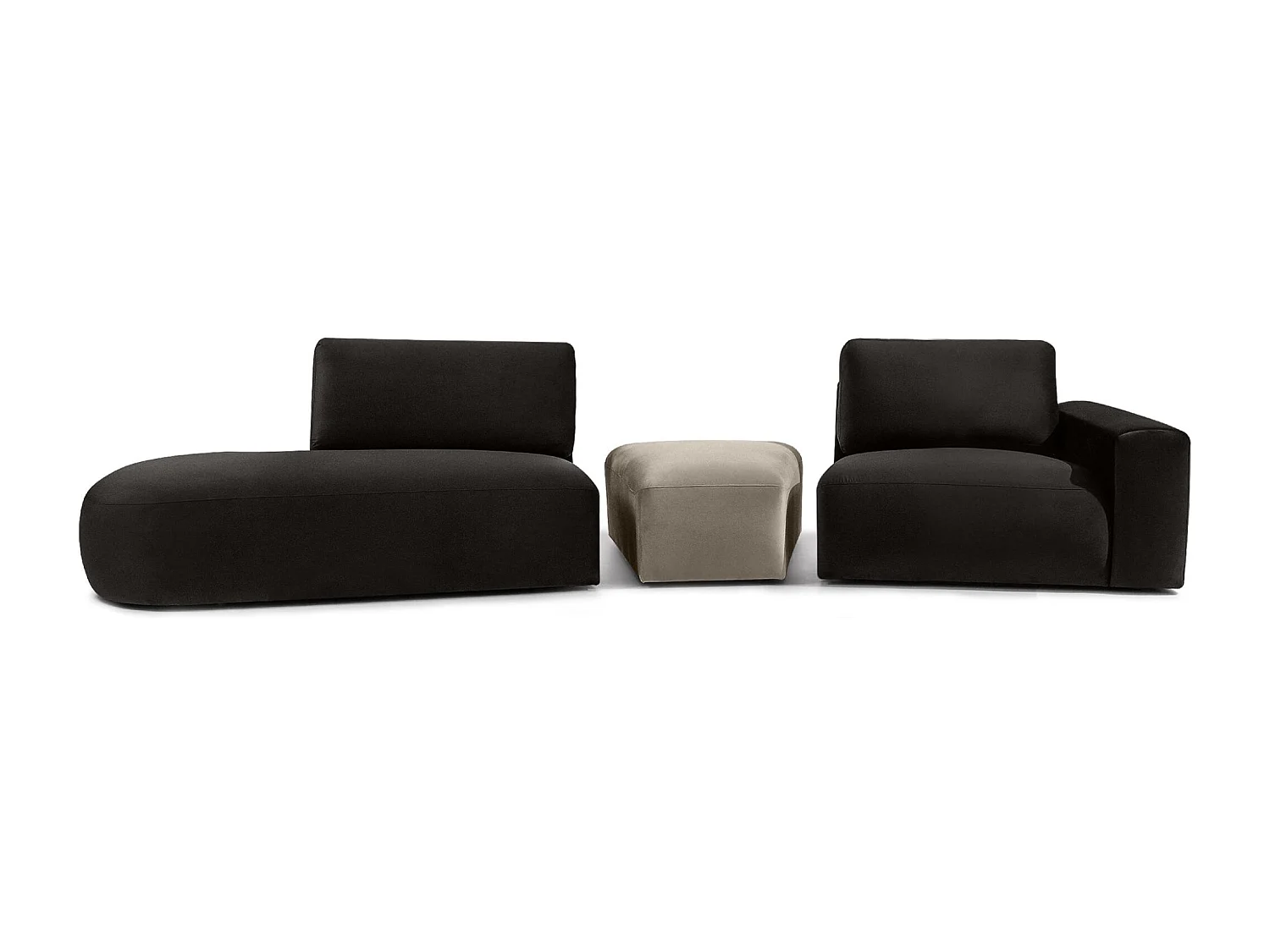 Ecksofa links - modern - ZUCCO - 4-Sitzer - Veloursstoff - Braun
