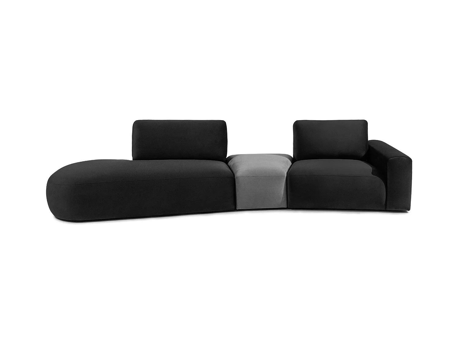 Ecksofa links - modern - ZUCCO - 4-Sitzer - Veloursstoff - Dunkelgrau