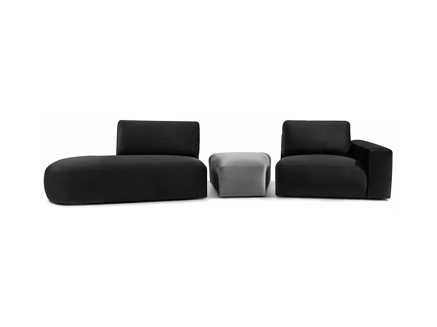 Ecksofa links - modern - ZUCCO - 4-Sitzer - Veloursstoff - Dunkelgrau