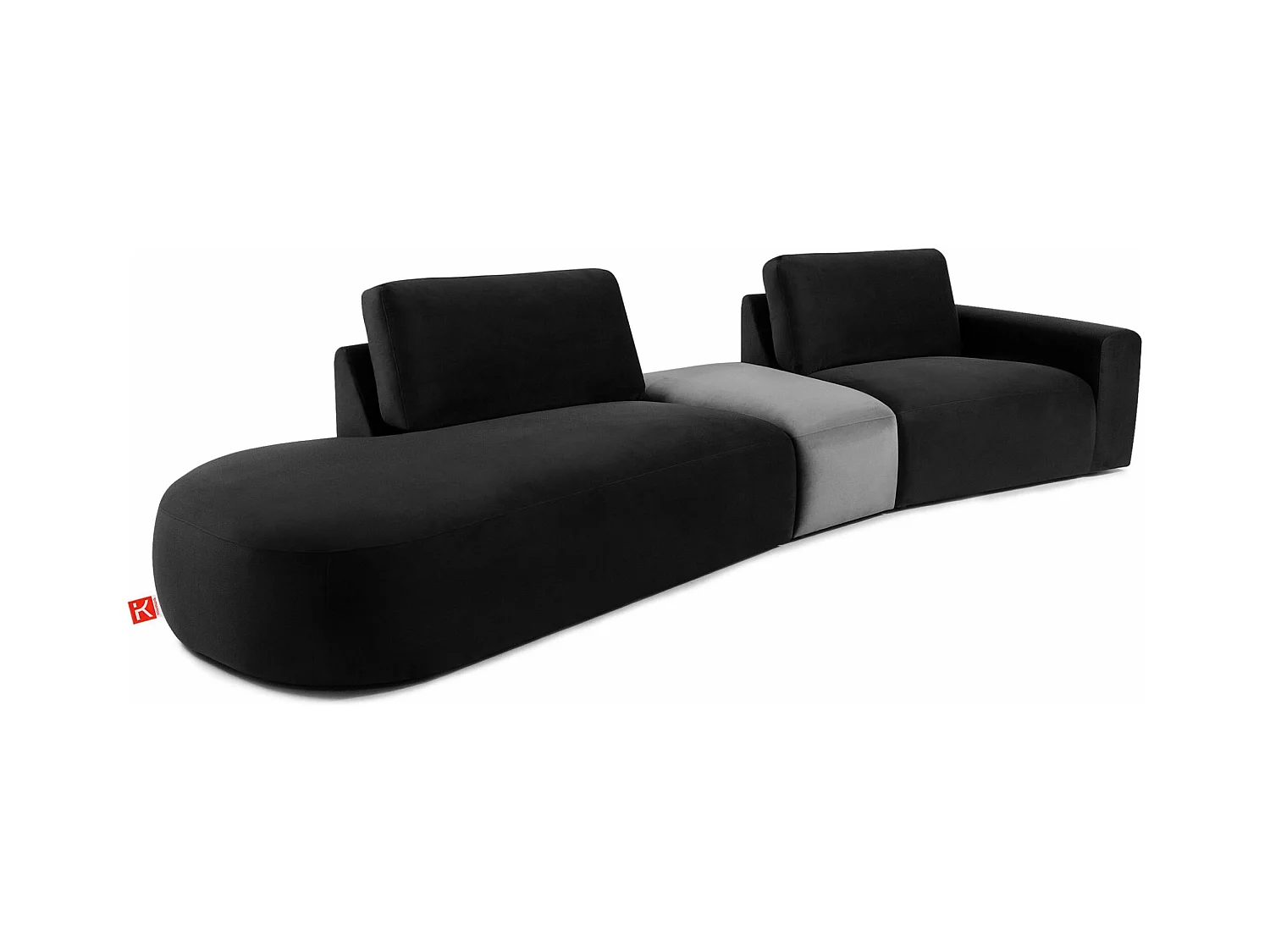 Canapé d'angle moderne gauche - ZUCCO - 4 places - tissu velours - Gris foncé