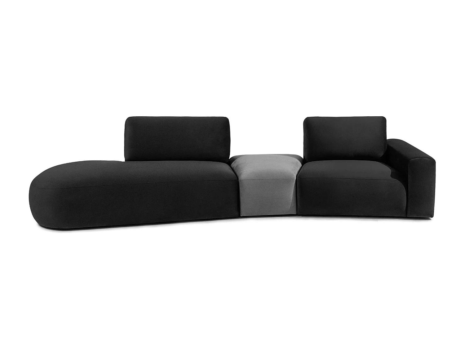 Ecksofa links - modern - ZUCCO - 4-Sitzer - Veloursstoff - Dunkelgrau