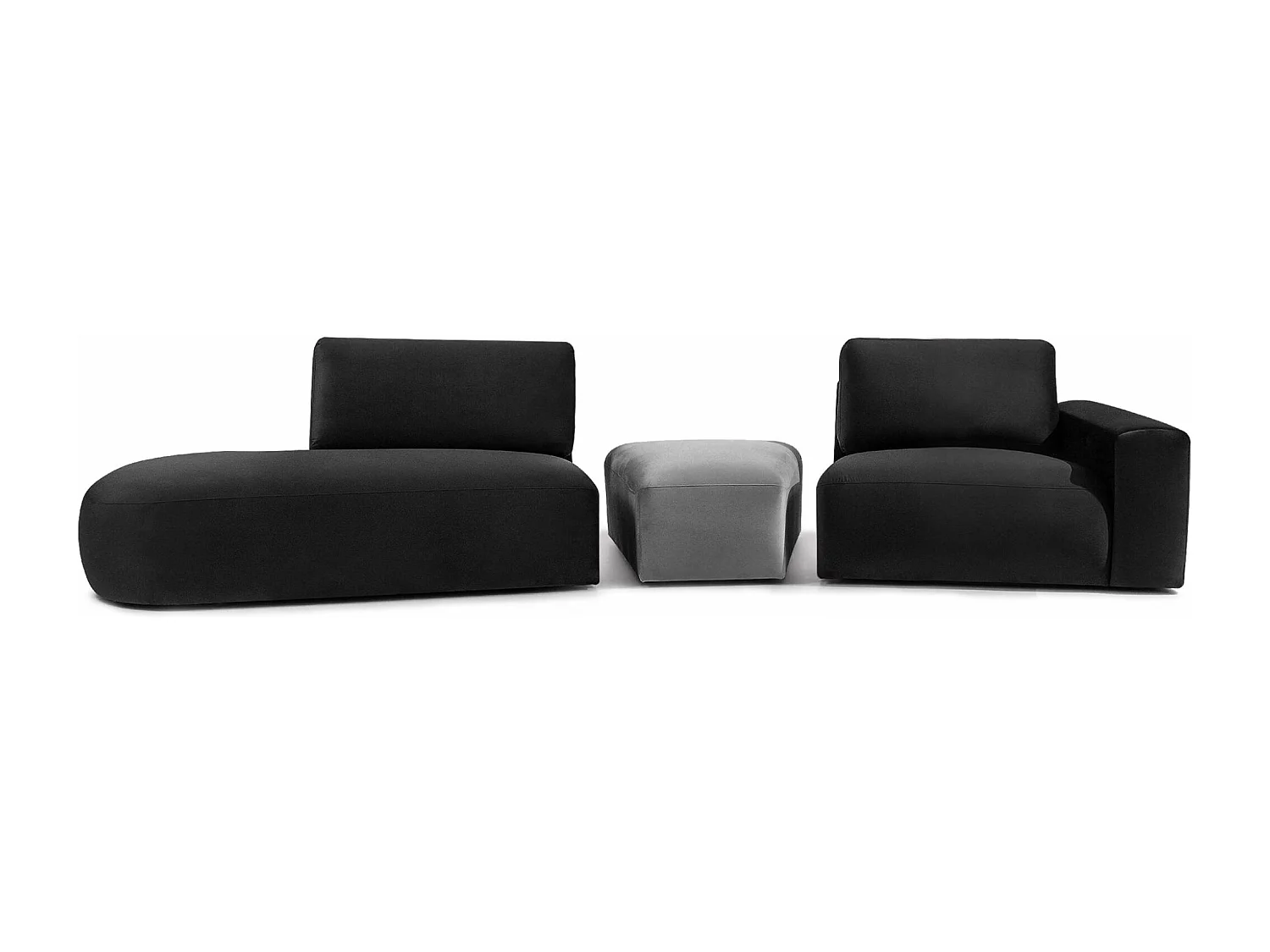 Ecksofa links - modern - ZUCCO - 4-Sitzer - Veloursstoff - Dunkelgrau