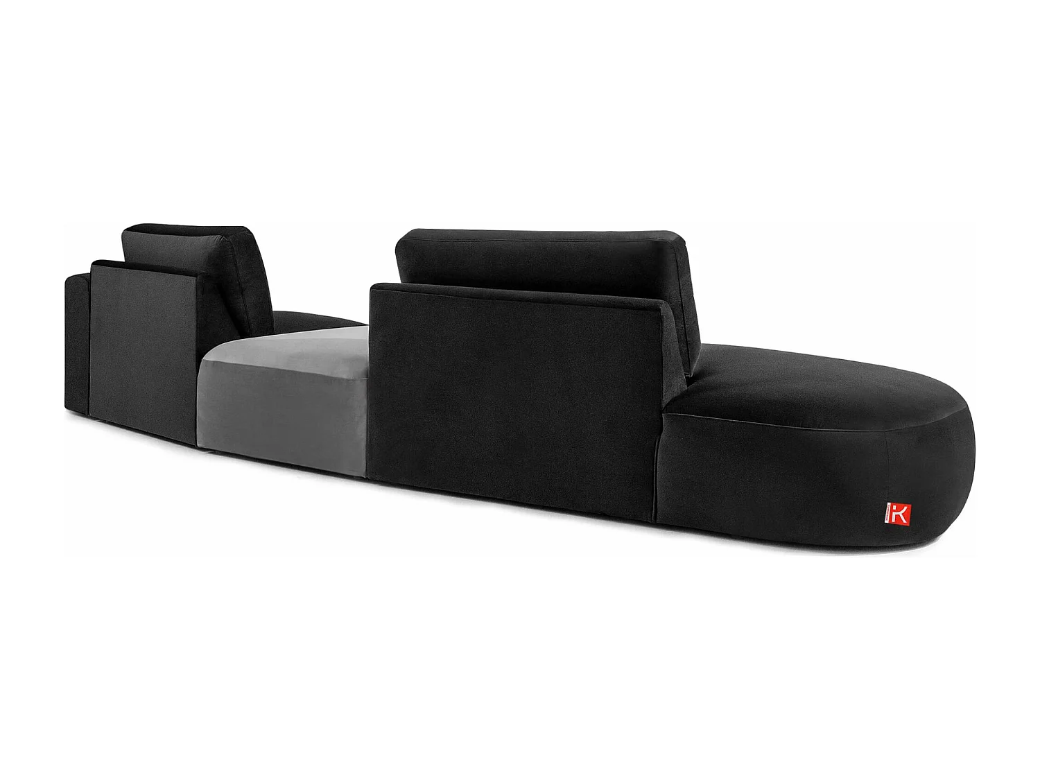 Ecksofa links - modern - ZUCCO - 4-Sitzer - Veloursstoff - Dunkelgrau
