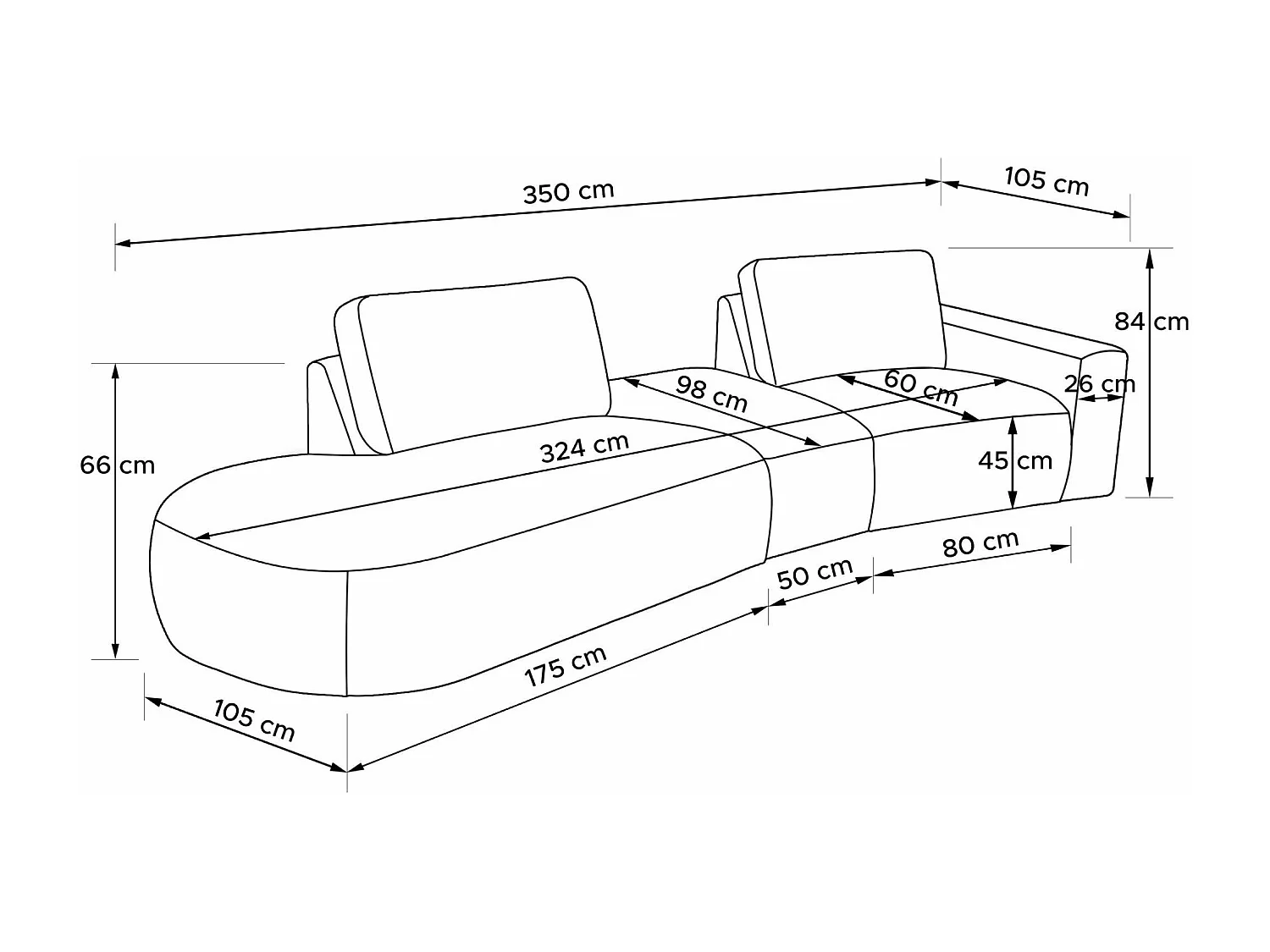 Ecksofa links - modern - ZUCCO - 4-Sitzer - Veloursstoff - Dunkelgrau