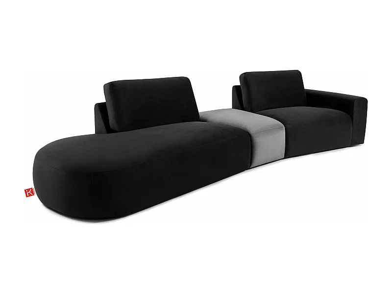 Canapé d'angle moderne gauche - ZUCCO - 4 places - tissu velours - Gris foncé