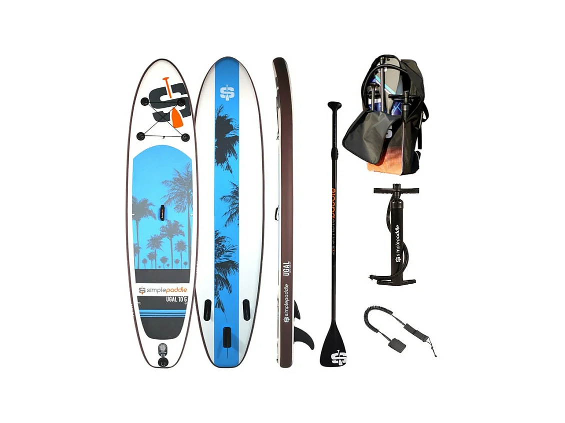 Paddle Gonflable UGAL 10'6 30'' 6" (315 x 76 x 15 cm) avec Pagaie, Leash, Pompe et Sac de Transport