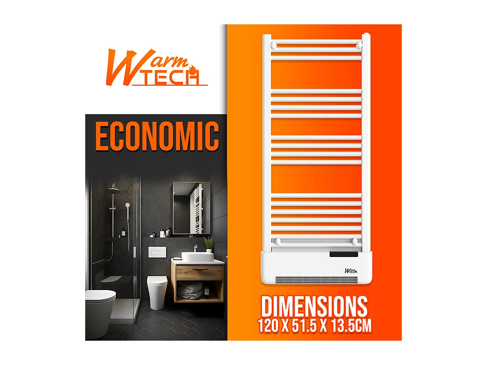 Radiateur sèche serviettes avec fluide 750W + soufflerie 1000W - Warm Tech