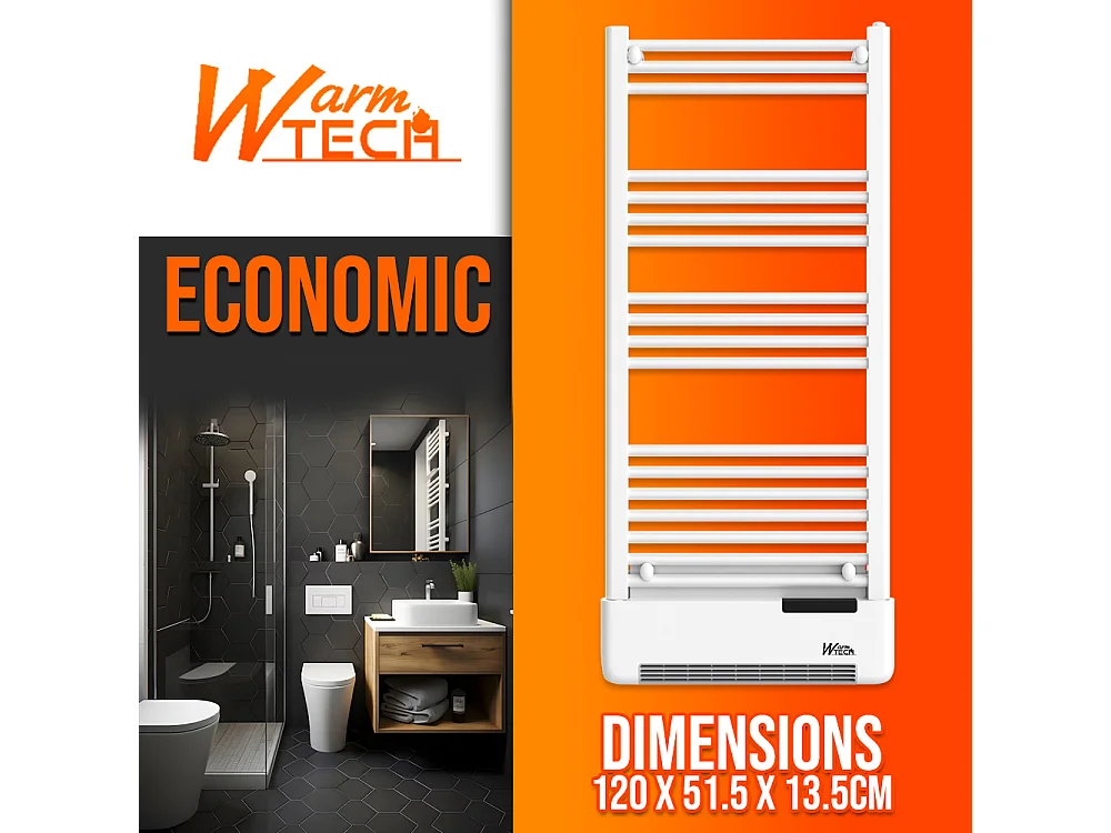 Radiateur sèche serviettes avec fluide 750W + soufflerie 1000W - Warm Tech