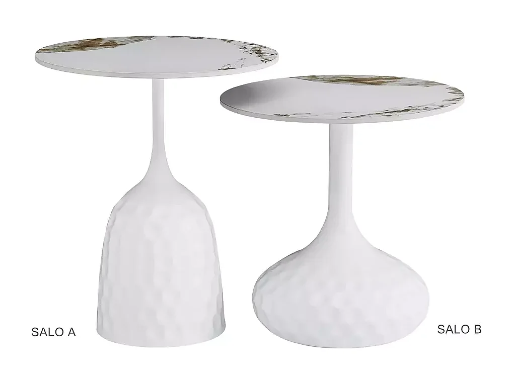 Tavolino Saloa/ceramica/metallo/bianco