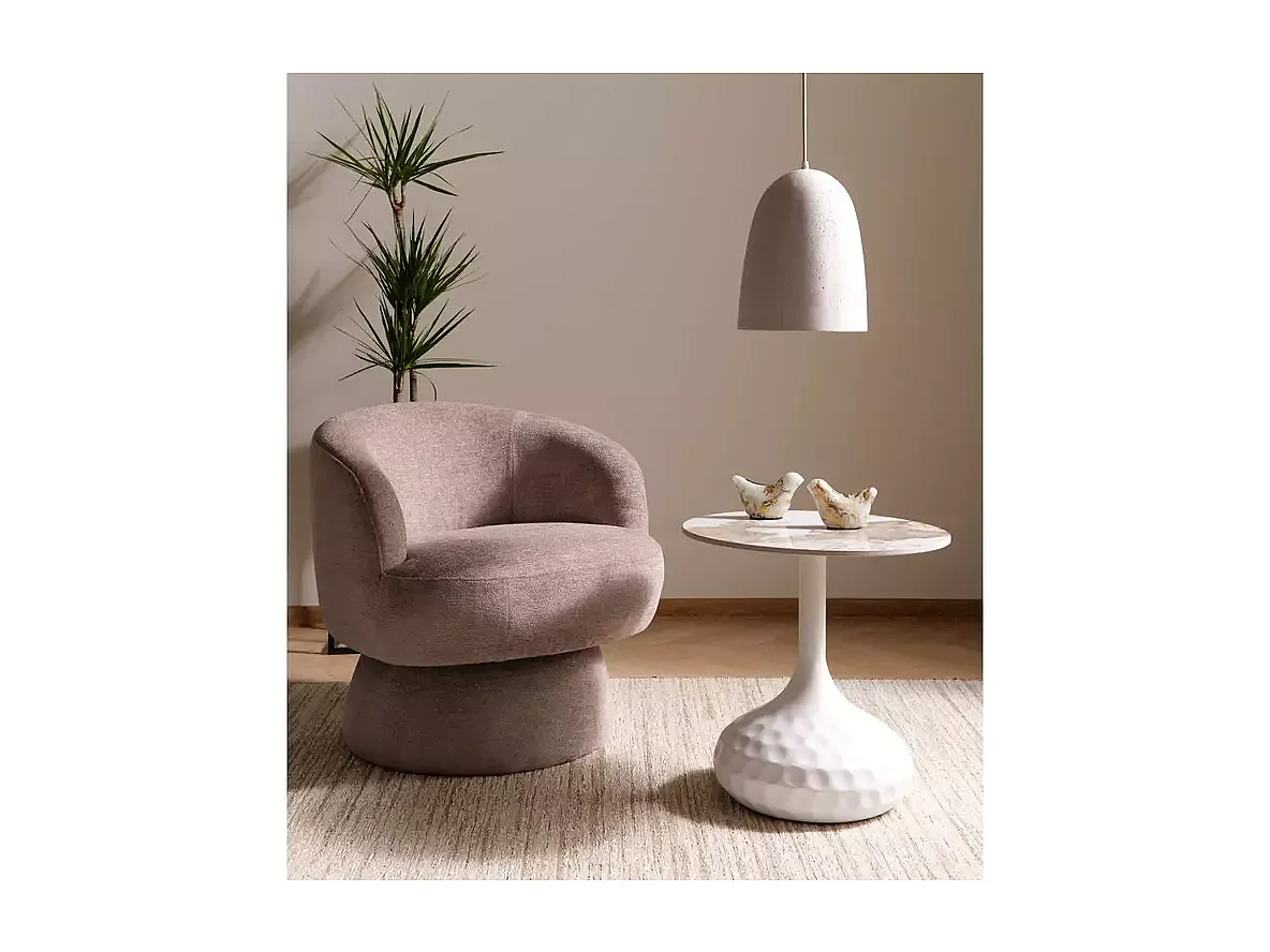 Tavolino Saloa/ceramica/metallo/bianco