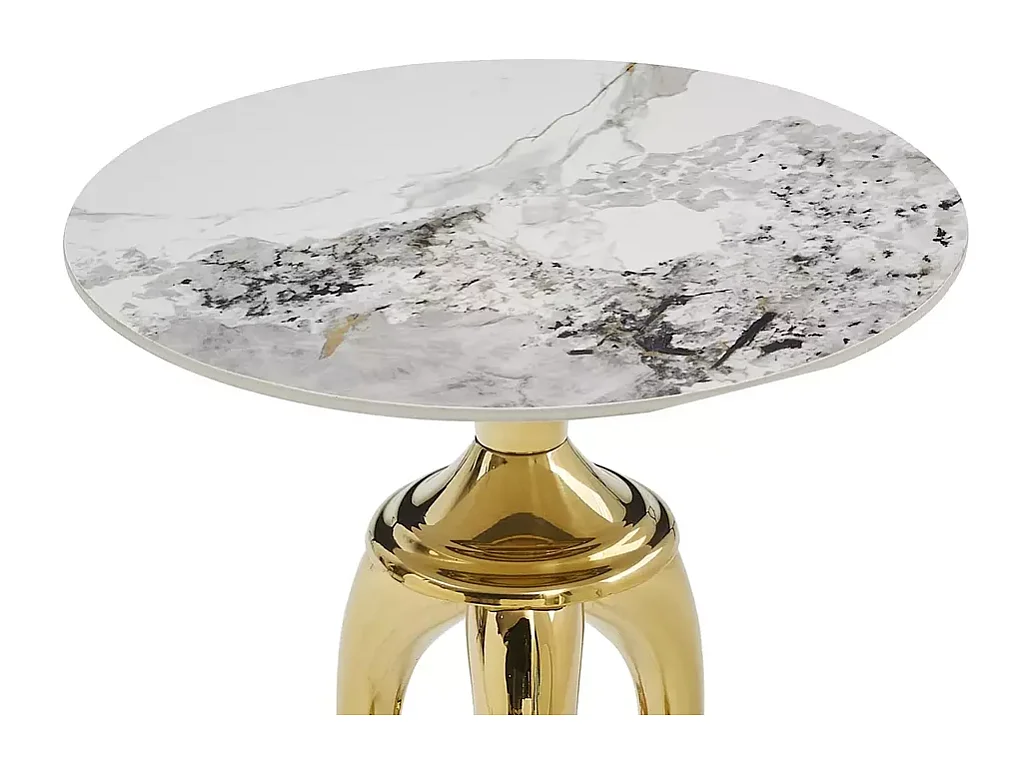 Beistelltisch Snake/Keramik/Metall/Weiss&Gold