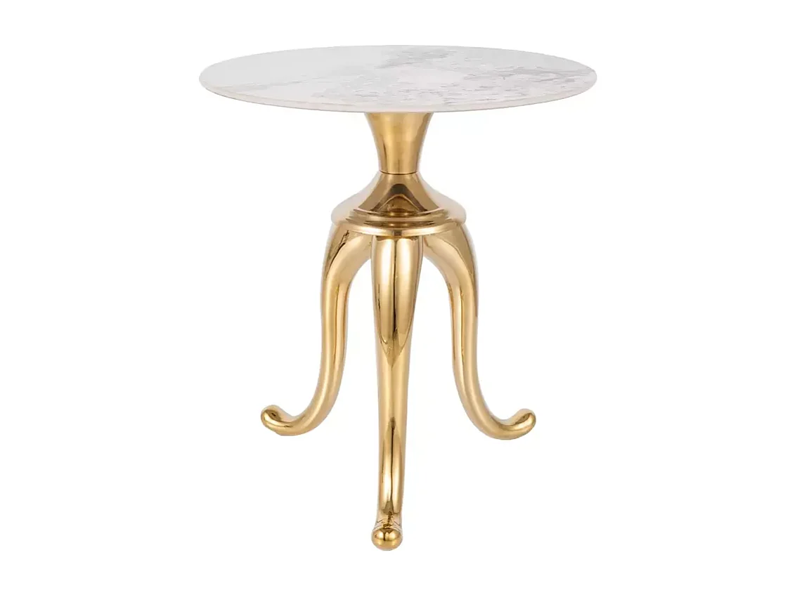 Beistelltisch Snake/Keramik/Metall/Weiss&Gold