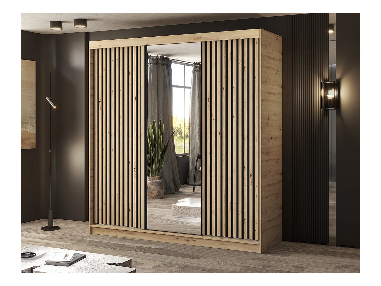 Armoire Platon (180 cm)/Portes coulissantes/Artisan