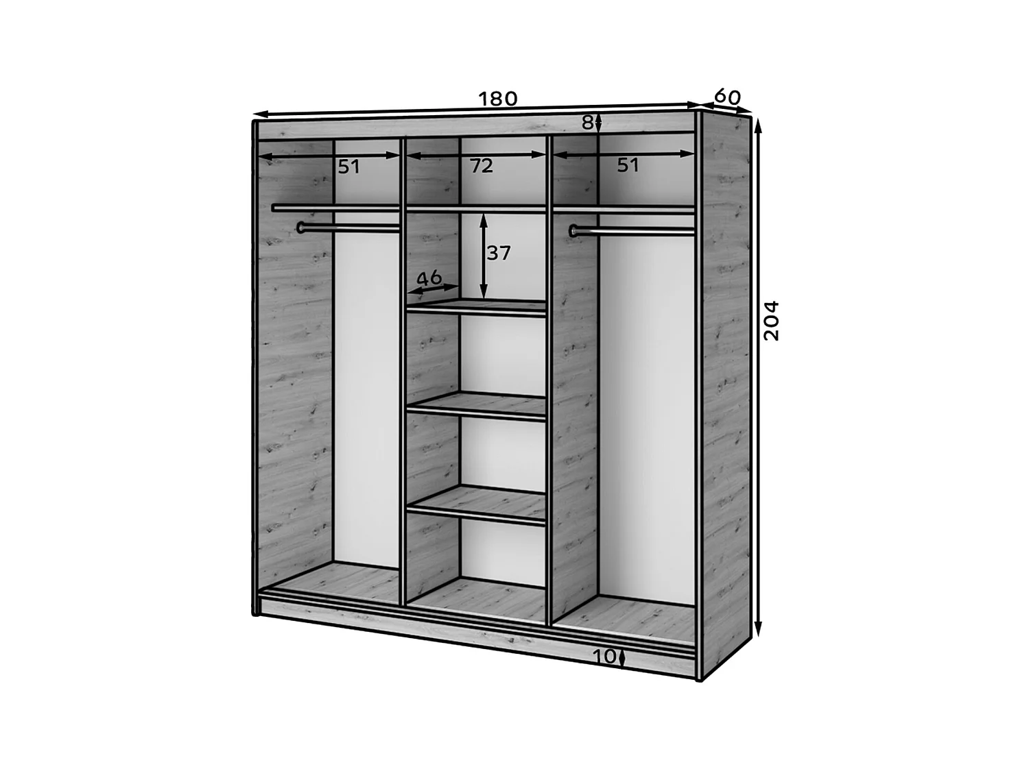 Armoire Platon (180 cm)/Portes coulissantes/Artisan