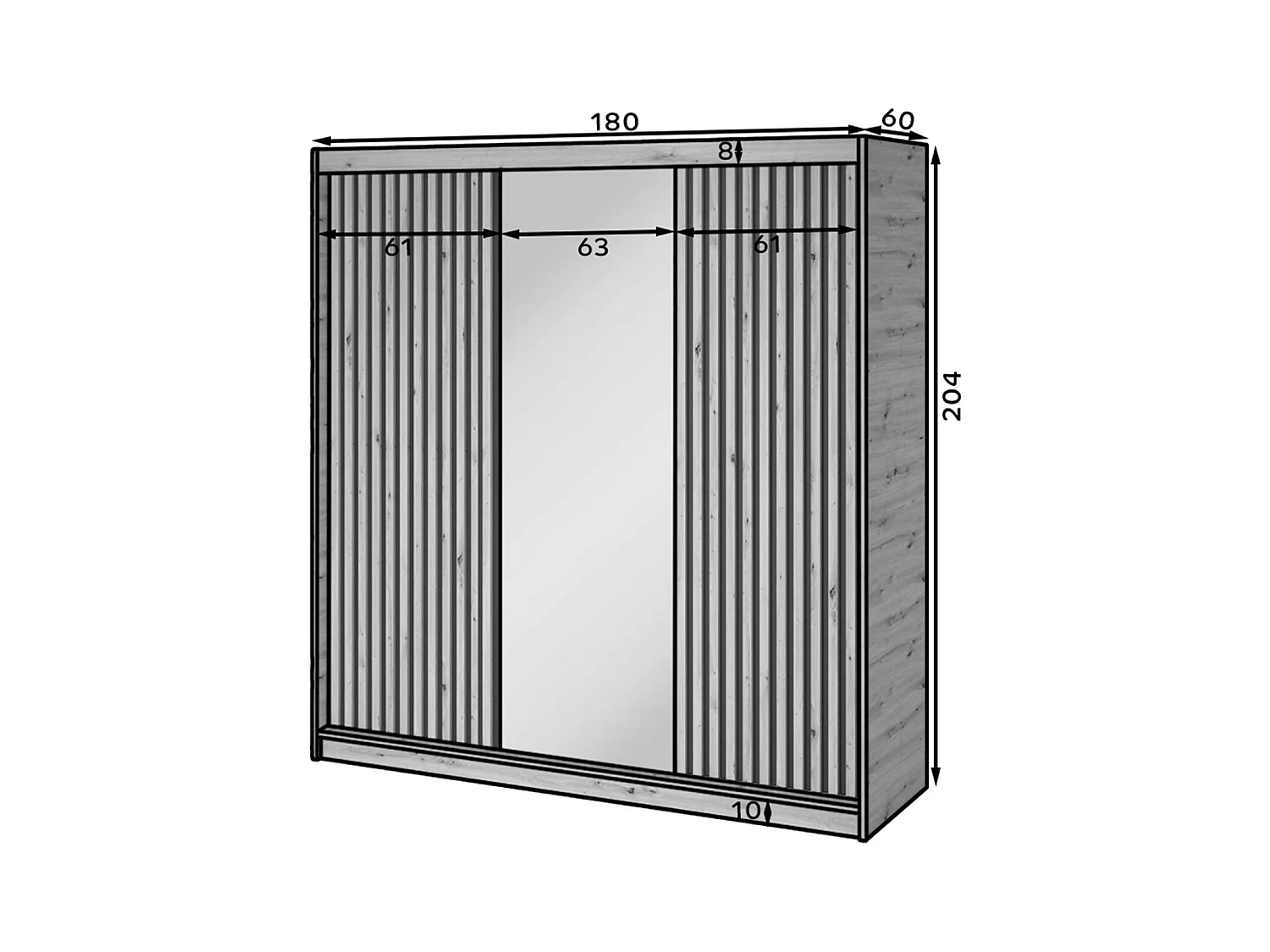 Armoire Platon (180 cm)/Portes coulissantes/Artisan