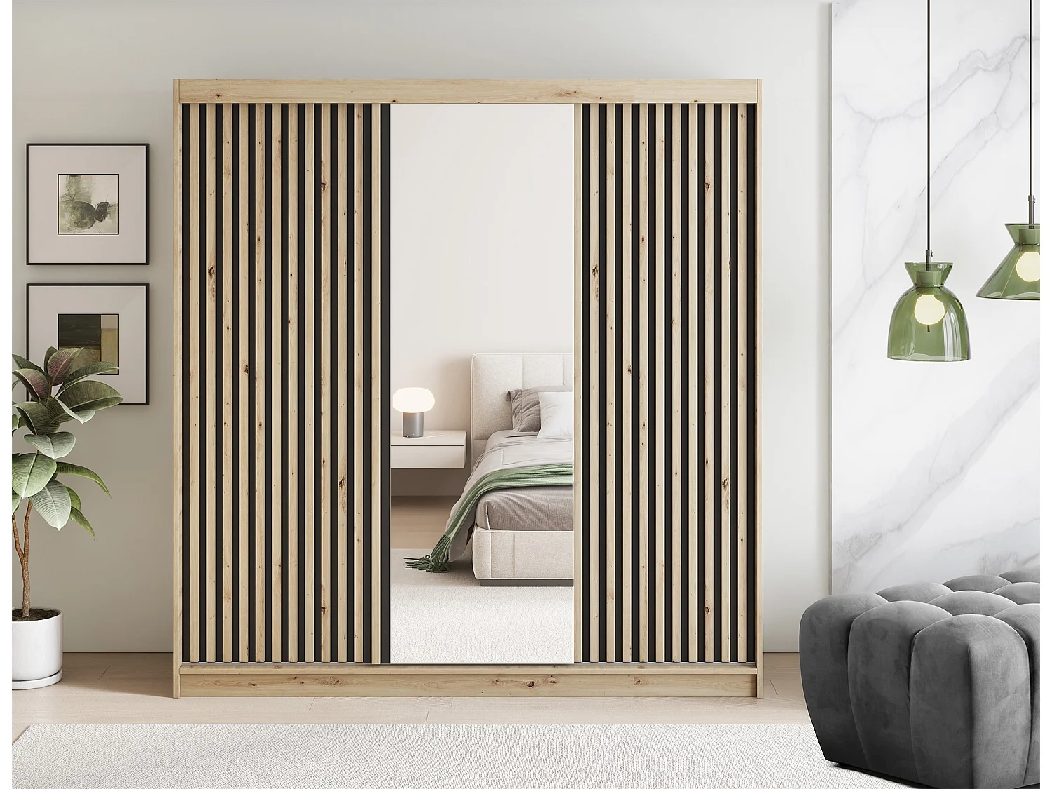 Armoire Platon (180 cm)/Portes coulissantes/Artisan