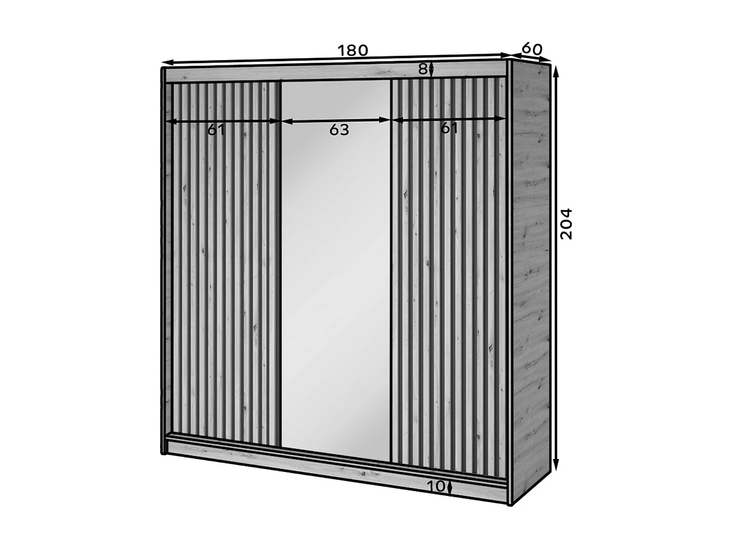 Armoire Platon (180 cm)/Portes coulissantes/Artisan