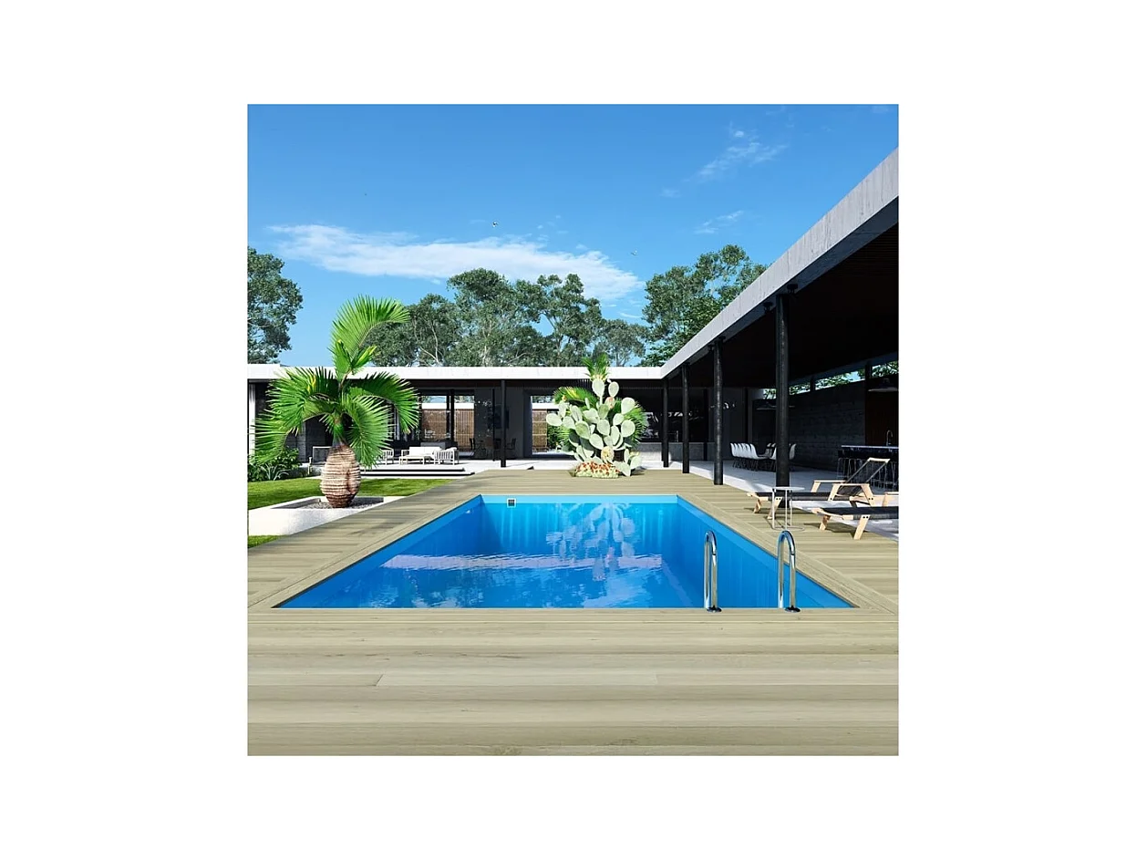 Piscina in legno Aqua 8.5x4.35 - H.1.45 m fissate su calcestruzzo esistente - BAS7309OSPL - ALTANKA