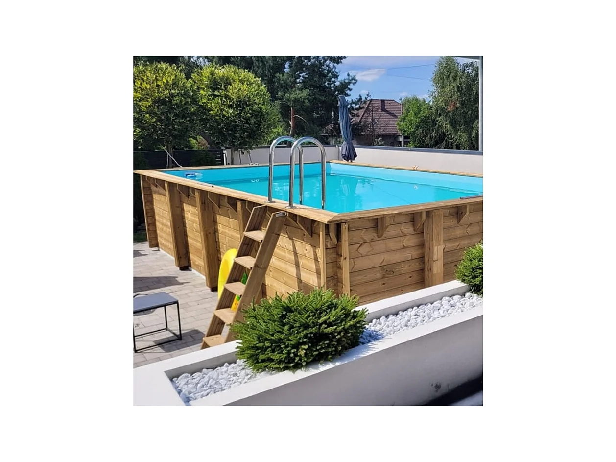 Piscina in legno Aqua 8.5x4.35 - H.1.45 m fissate su calcestruzzo esistente - BAS7309OSPL - ALTANKA