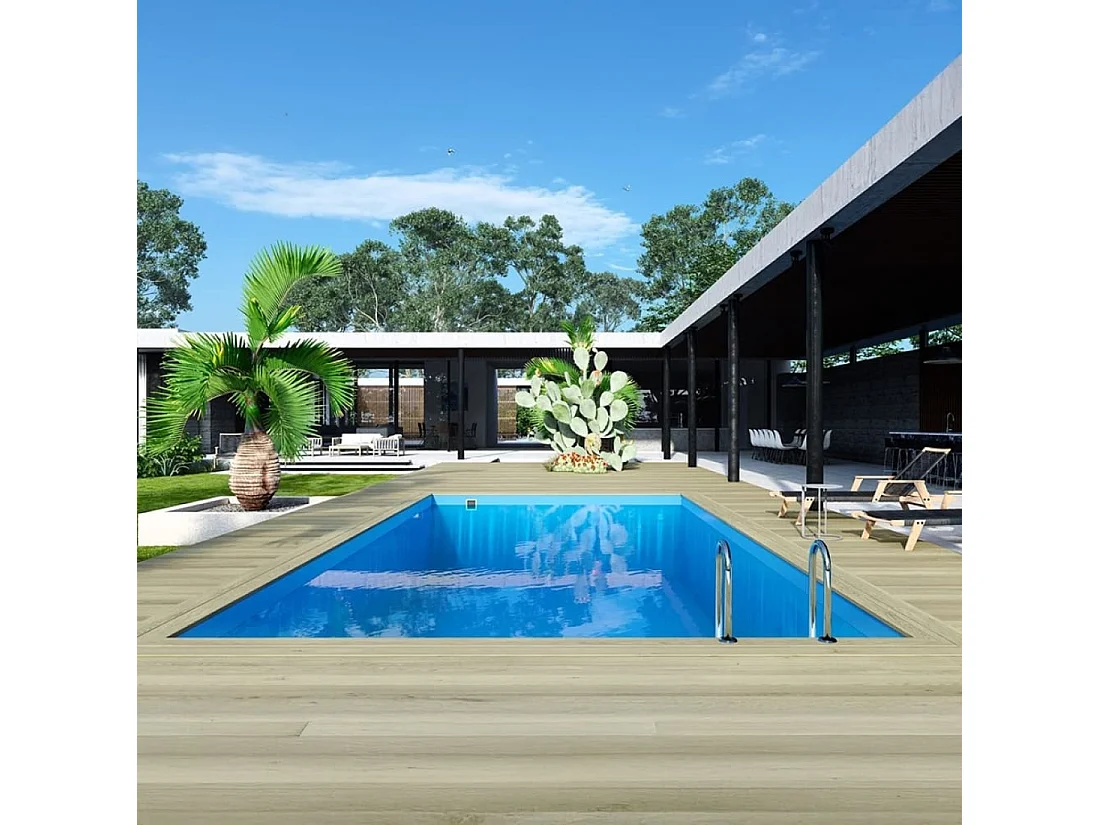 Piscine en bois AQUA 8.5 x 4.35 - H.1.45 m, bleu pâle, fixations à visser - BAS7309OSPL - ALTANKA