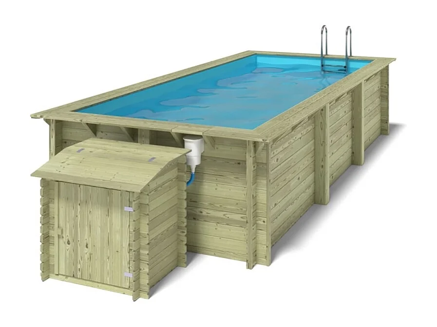Piscina in legno Aqua 6.1x2.85 - H.1.31 m su telaio senza cementazione - BAS7307OSPU+SZA - ALTANKA