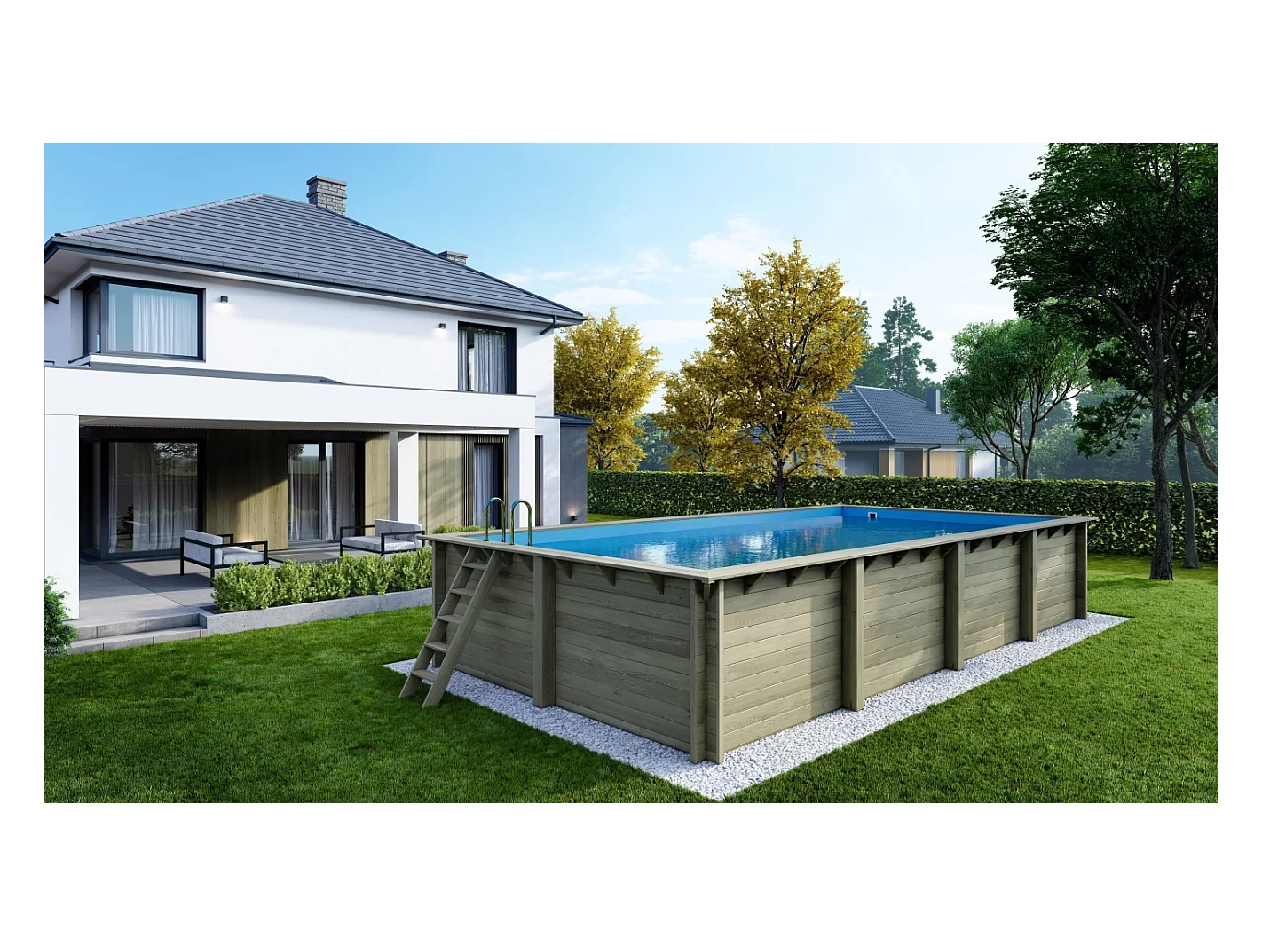 Piscine en bois Aqua 8.5x4.35 - H.1.45 m cadre en métal, sans dalle béton - BAS7309OSPU - ALTANKA