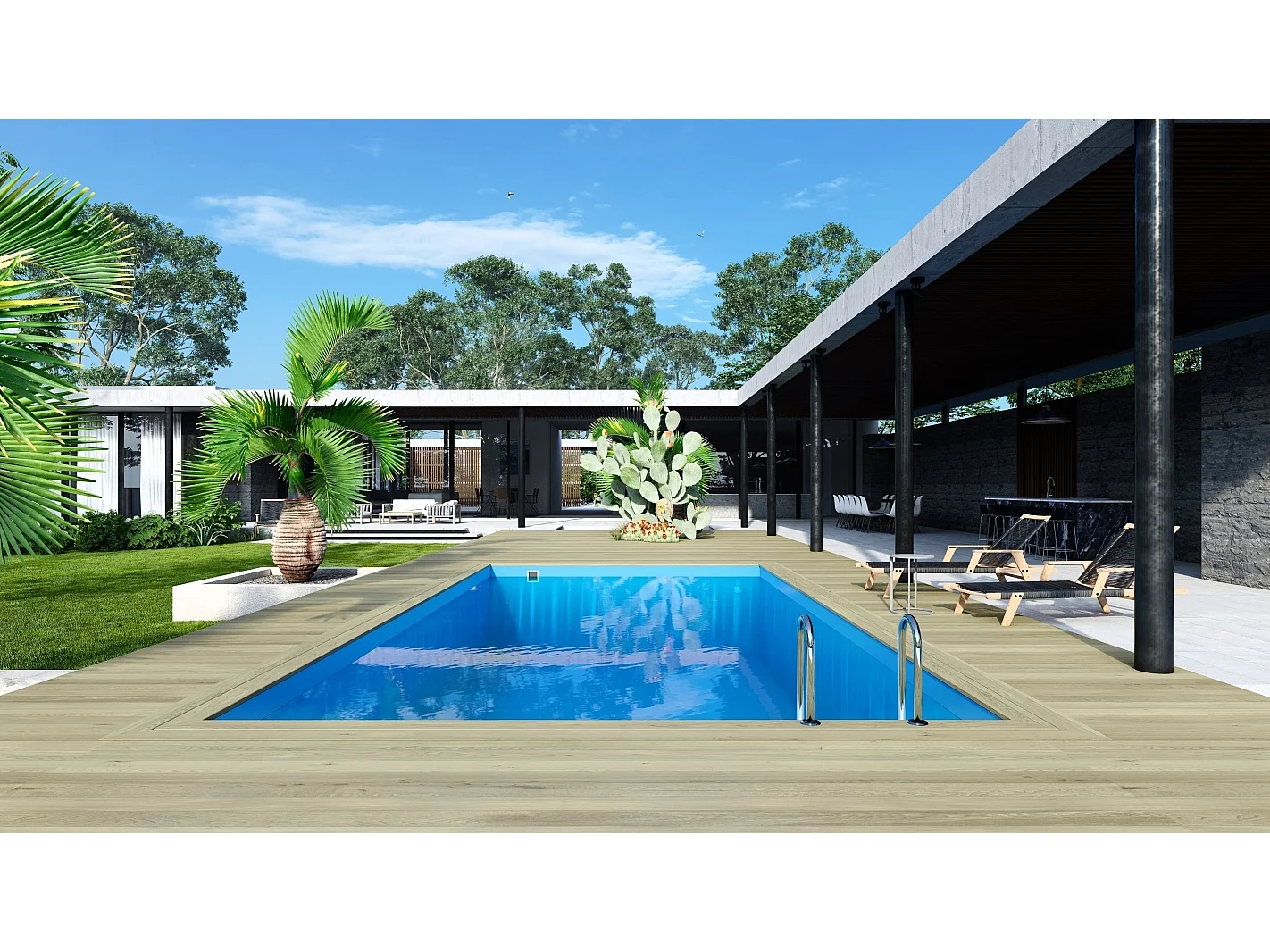 Piscine en bois Aqua 8.5x4.35 - H.1.45 m cadre en métal, sans dalle béton - BAS7309OSPU - ALTANKA