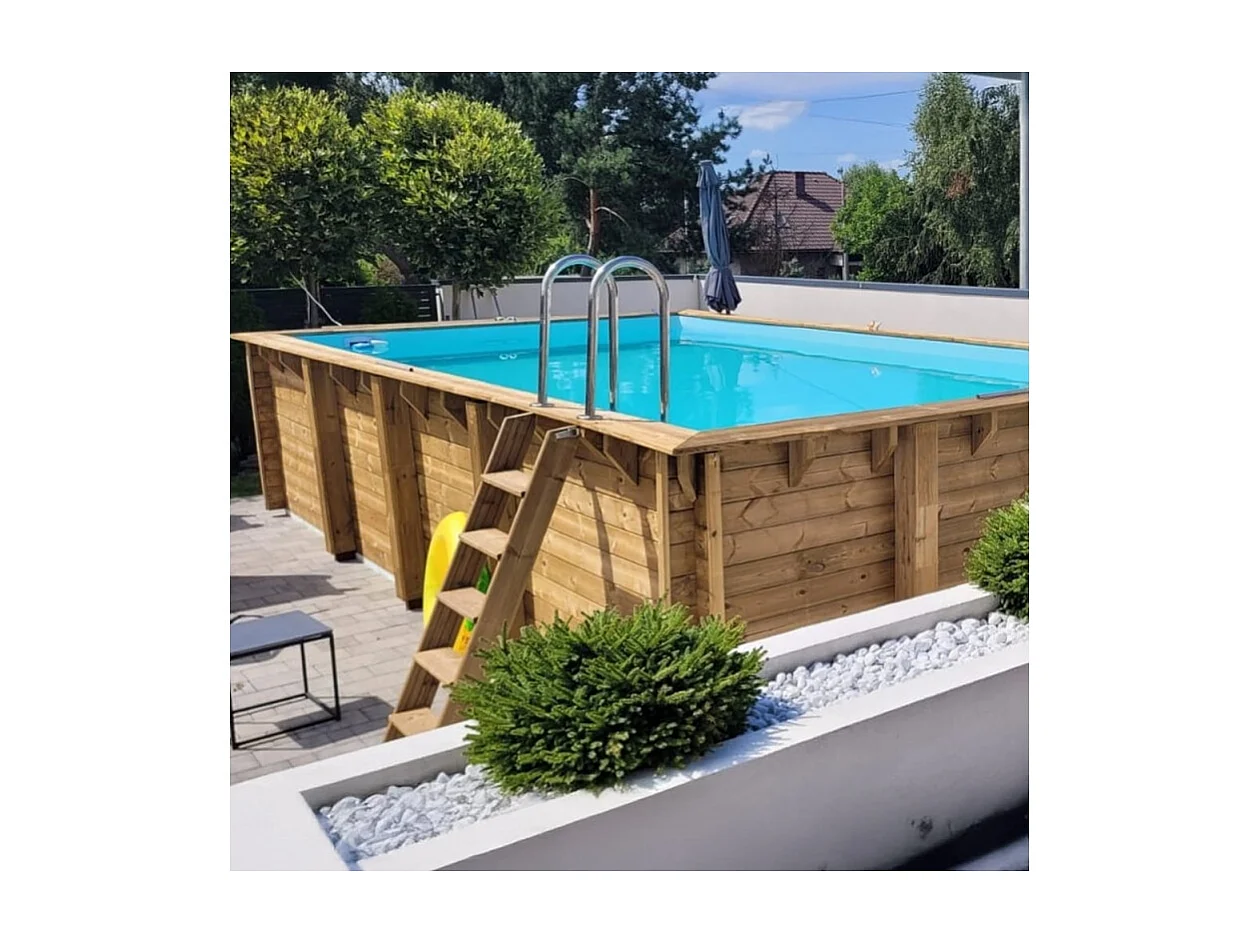 Piscine en bois Aqua 8.5x4.35 - H.1.45 m cadre en métal, sans dalle béton - BAS7309OSPU - ALTANKA