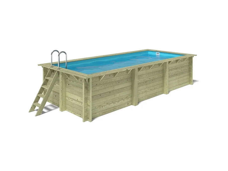 Piscine en bois Aqua 6.1x2.85 - H.1.31 m cadre en métal, sans dalle béton - BAS7307OSPU - ALTANKA