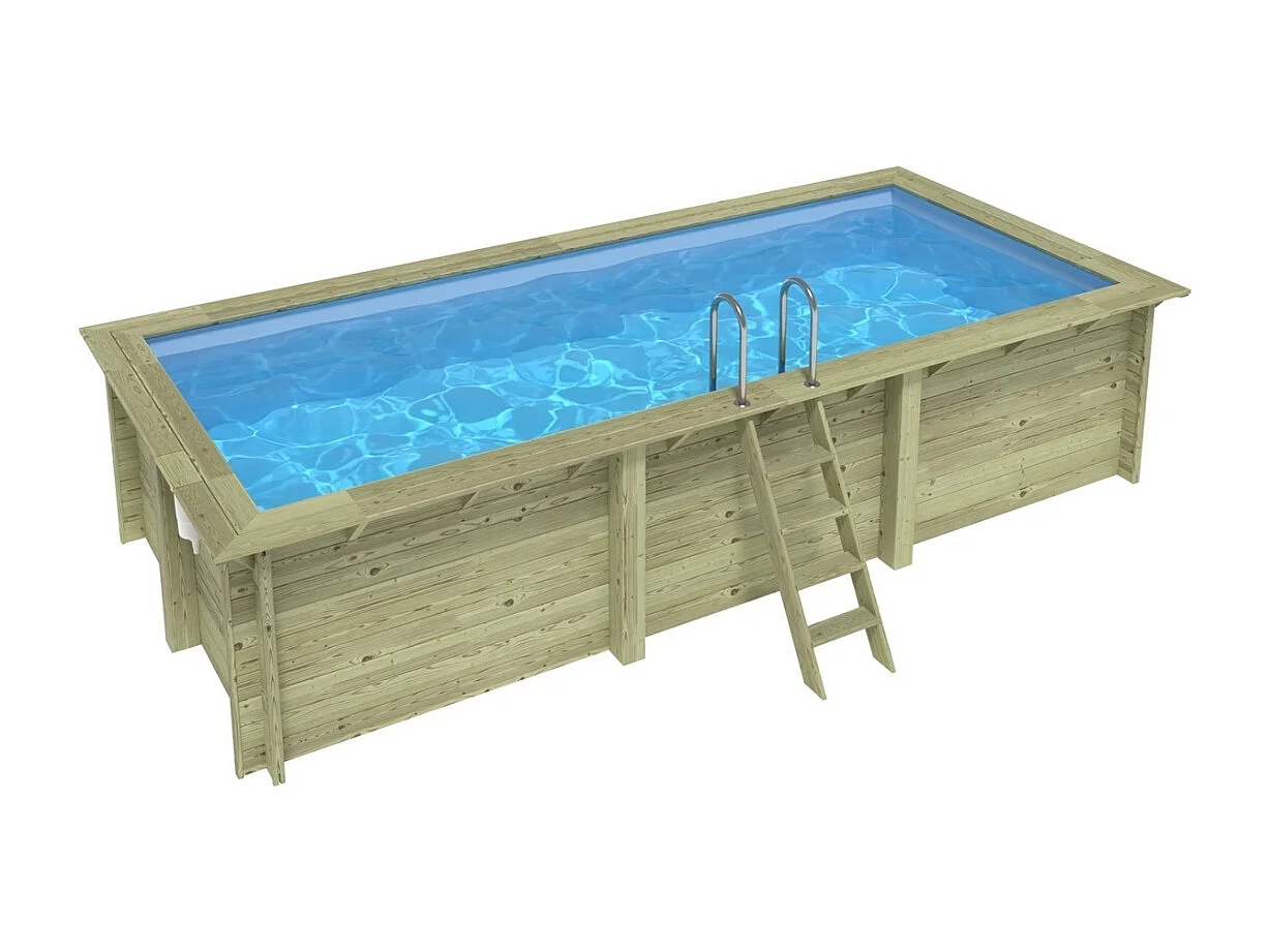 Piscina in legno AQUA 6.1 x 2.85 - H.1.31 m, azzurro chiaro, Su telaio - senza cementazione - BAS7307OSPU - ALTANKA