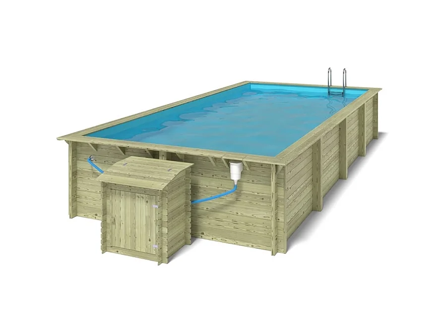 Piscine en bois Aqua 8.5x4.35 - H.1.45 m fixations à visser - BAS7309OSPL+SZA - ALTANKA