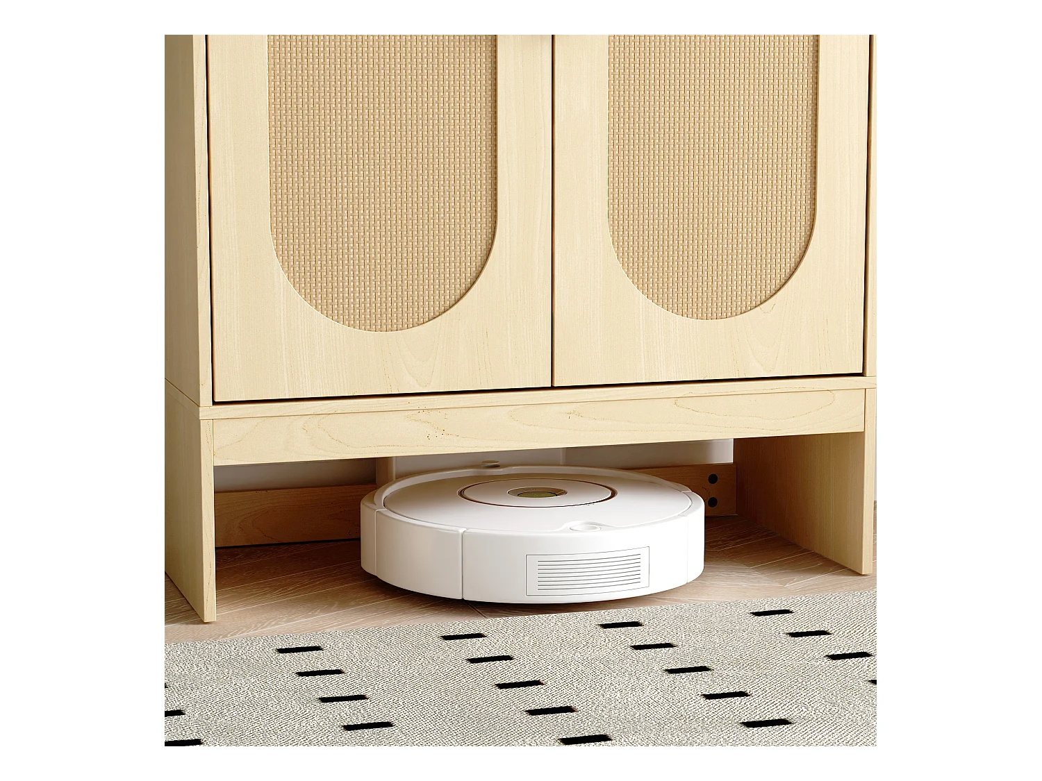 Buffet Haut de Cuisine avec Plan de Travail, Meuble de Rangement avec 2 Portes et Étagères, 70 x 37 x 165cm, Naturel