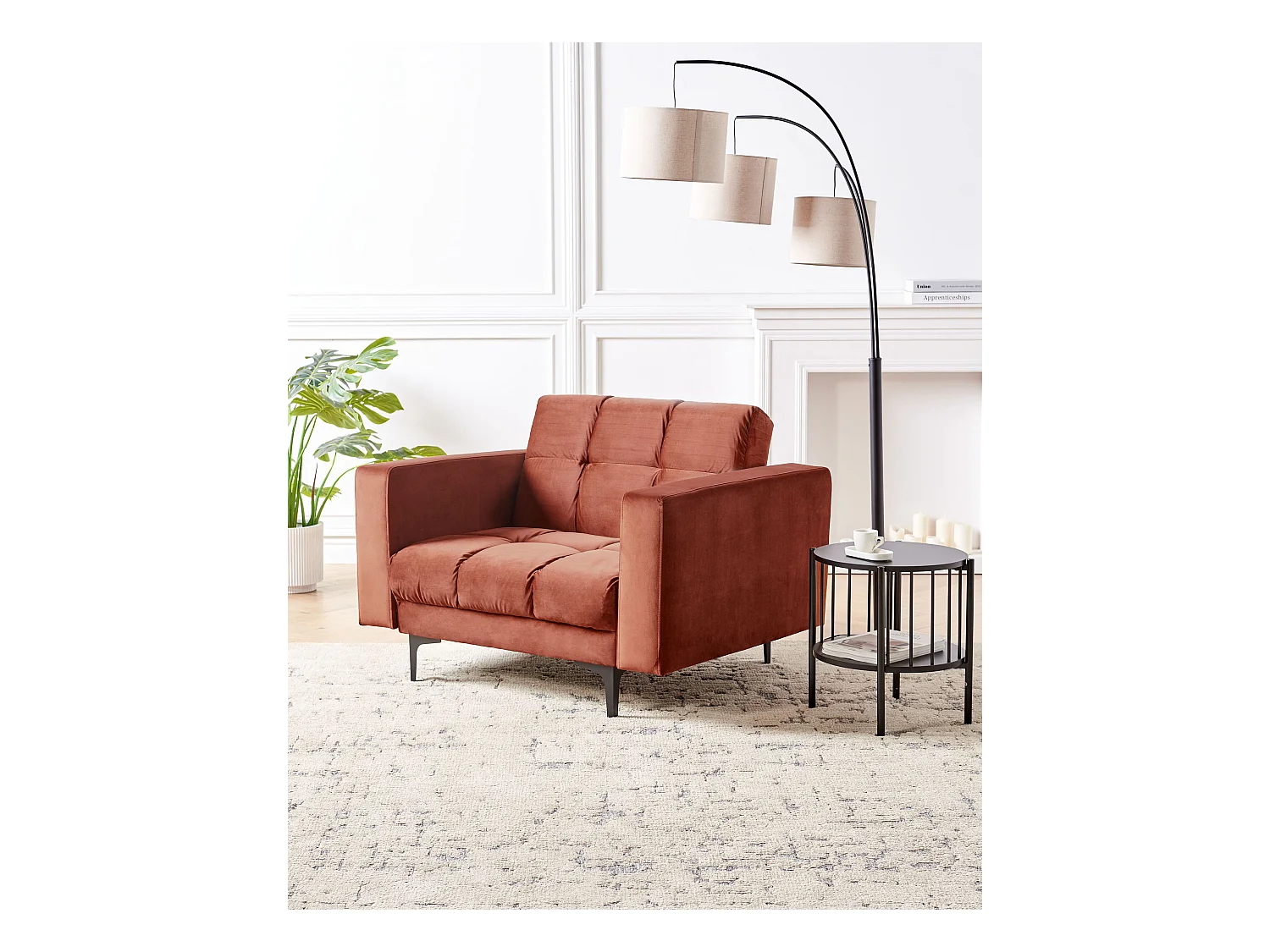 Fauteuil ALNES Velours Rouge clair