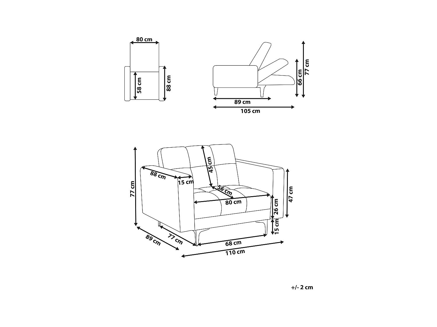 Fauteuil ALNES Velours Rouge clair
