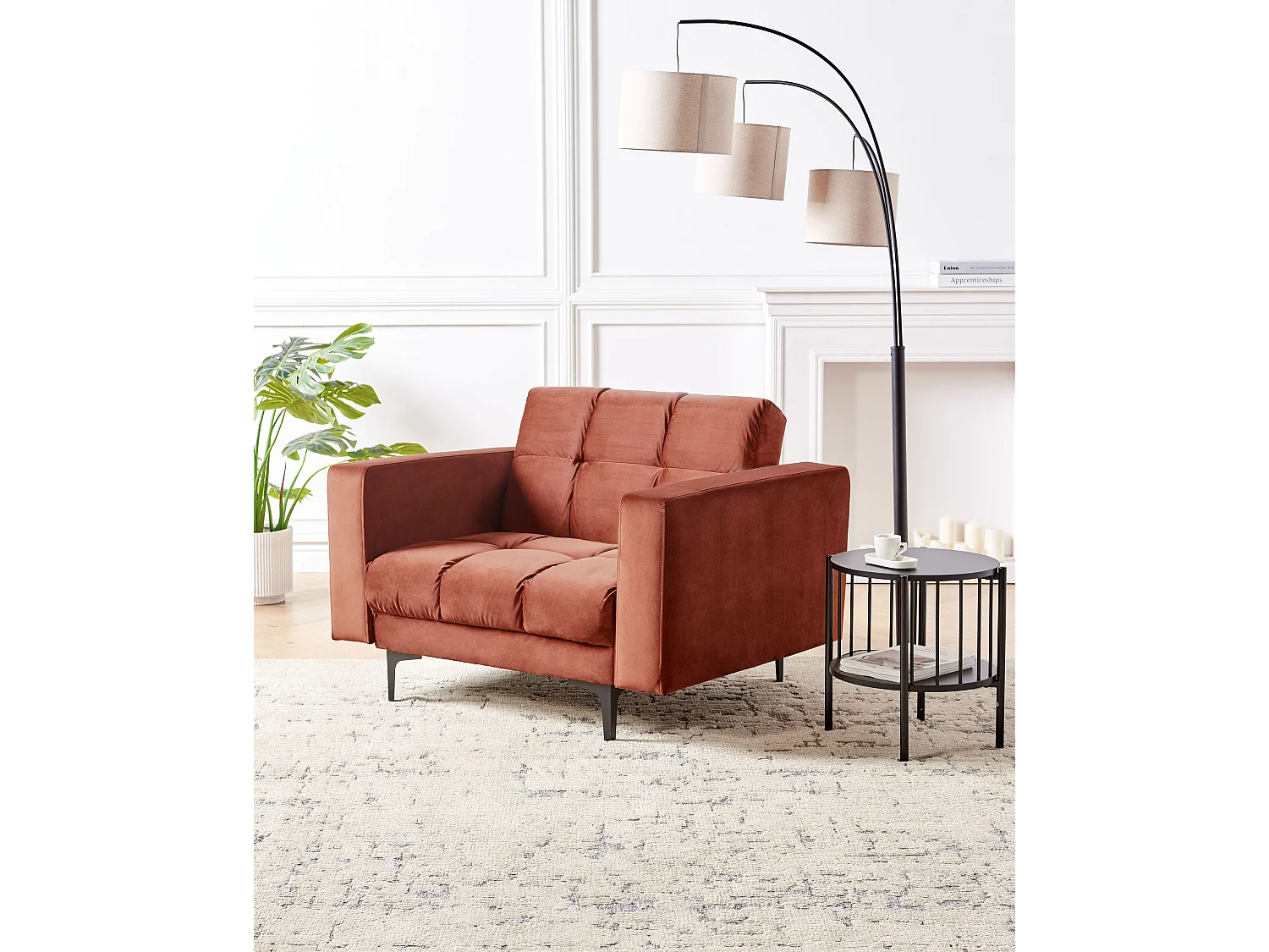 Fauteuil ALNES Velours Rouge clair