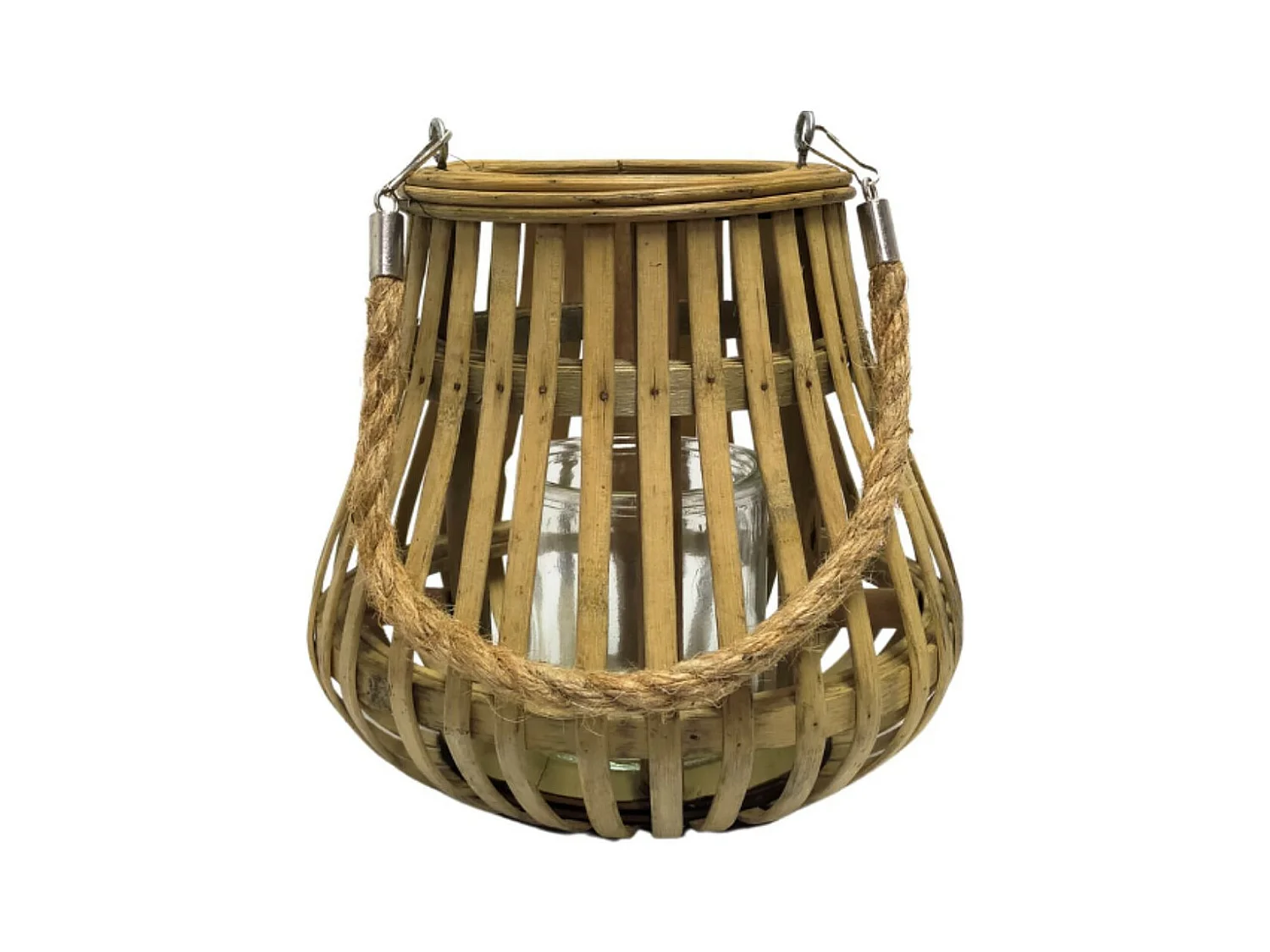 Lanterne jardin extérieur à poser bougie ancienne rotin naturel 20cm