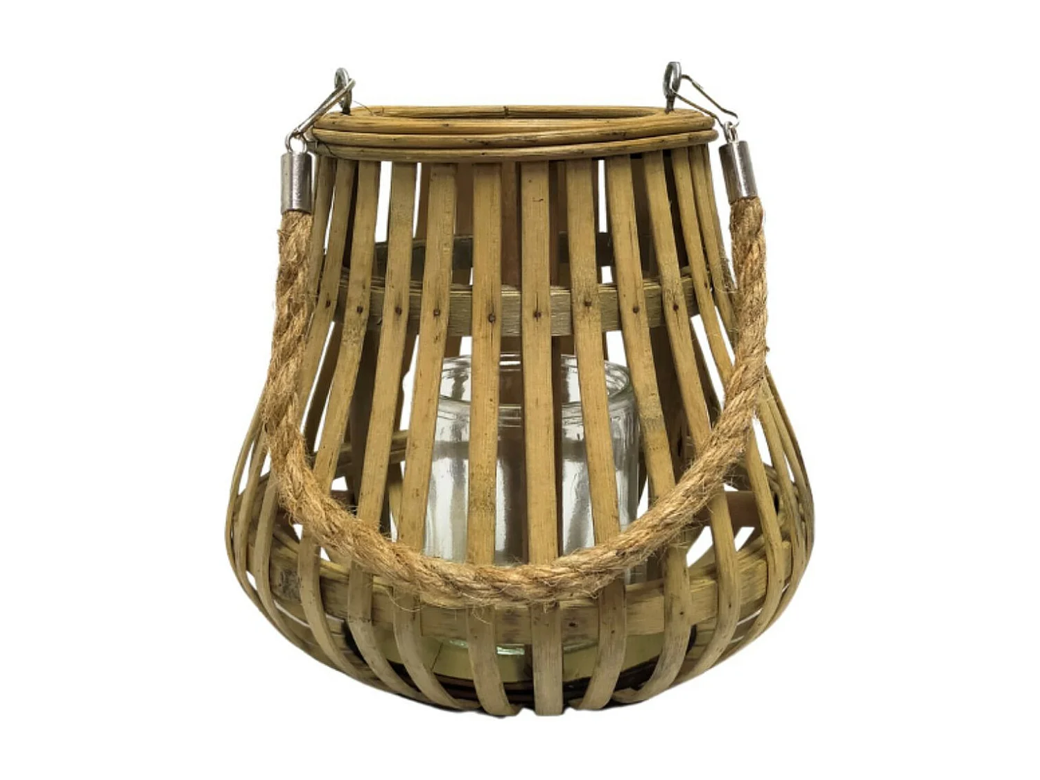 Lanterne jardin extérieur à poser bougie ancienne rotin naturel 20cm