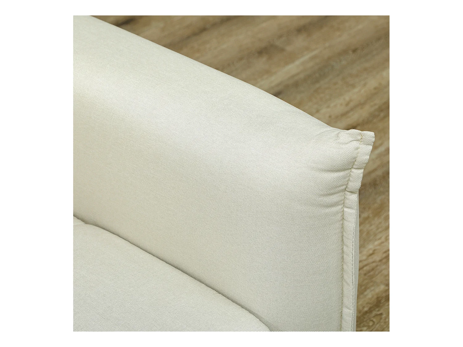 Canapé 3 places assise effet capitonné - dim. 196 x 80 x 84 cm - piètement noir tissu toucher lin blanc cassé