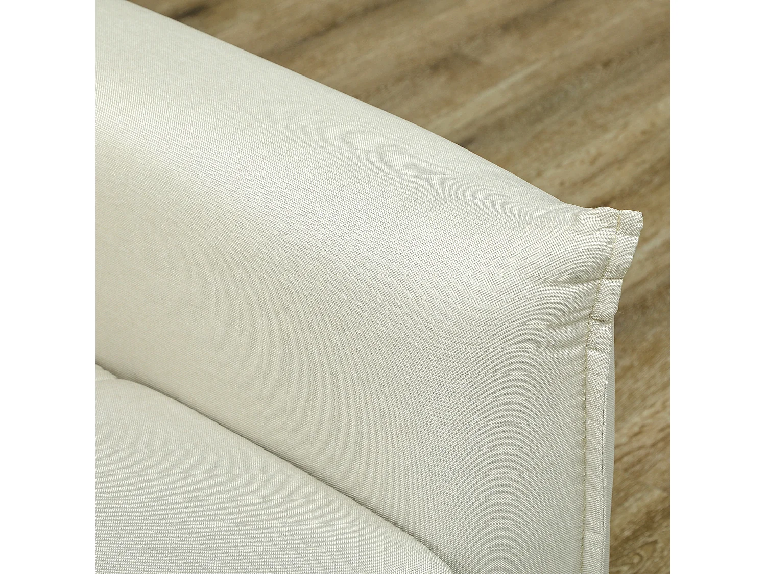 Canapé 3 places assise effet capitonné - dim. 196 x 80 x 84 cm - piètement noir tissu toucher lin blanc cassé