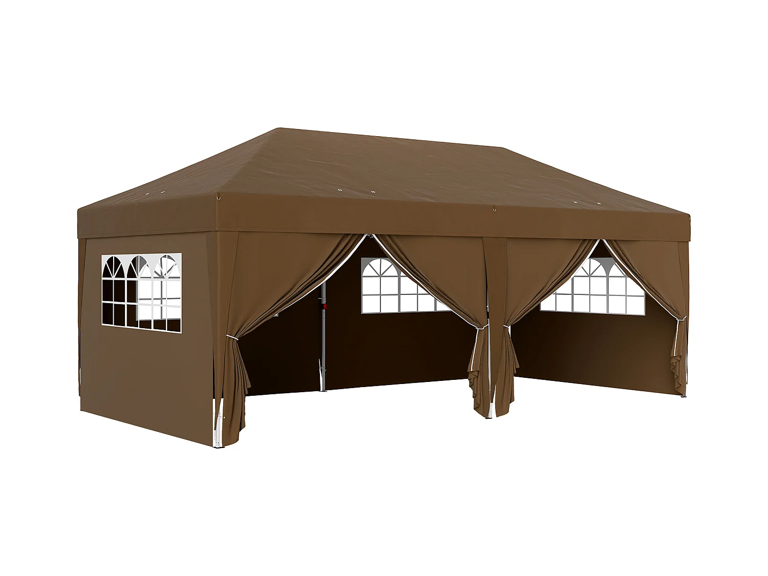 Tonnelle barnum pliant pop-up 5,9L x 2,95l x 2,85H m 6 parois latérales amovibles 4 fenêtres sac de transport chocolat