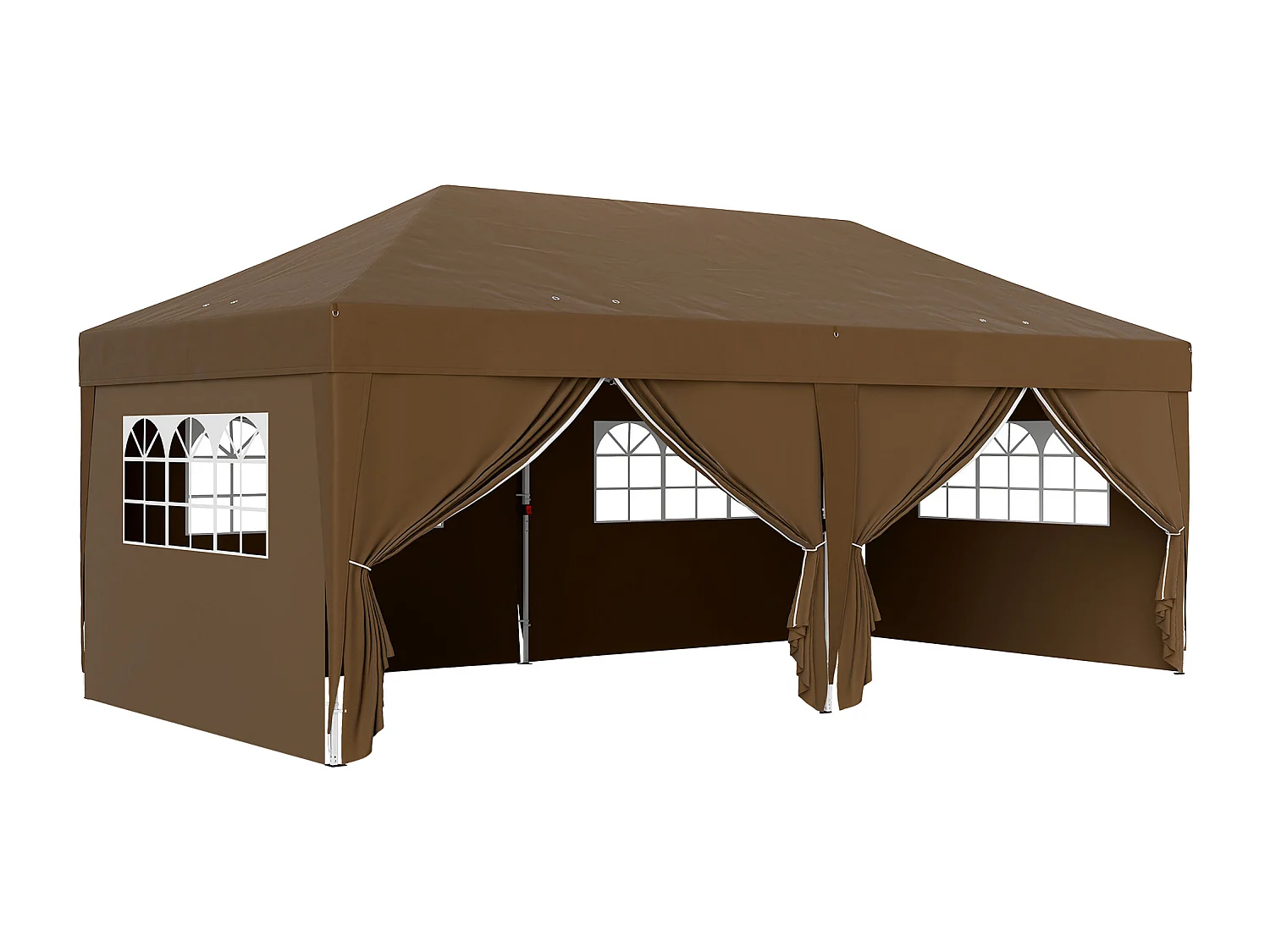 Tonnelle barnum pliant pop-up 5,9L x 2,95l x 2,85H m 6 parois latérales amovibles 4 fenêtres sac de transport chocolat