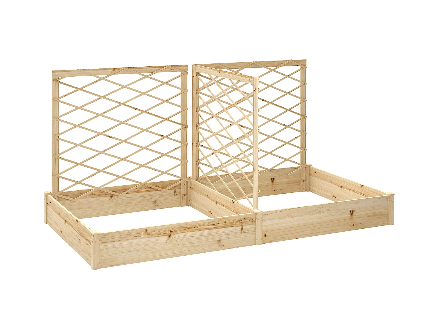 Grande jardinière avec 3 treillis modulables dim. 222 x 114 x H.109cm bois sapin pré-huilé